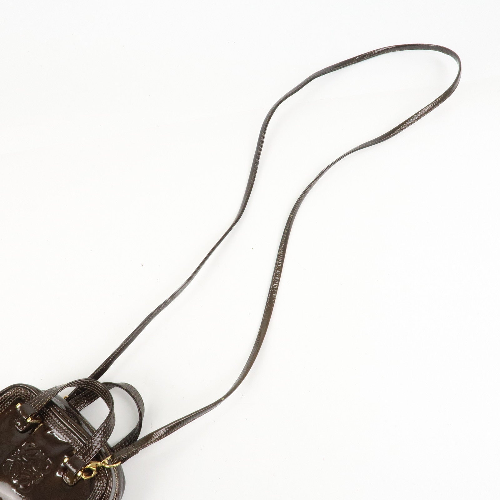 LOEWE Anagram Leather Micro Mini Amazona 2Way Shoulder Bag Brown