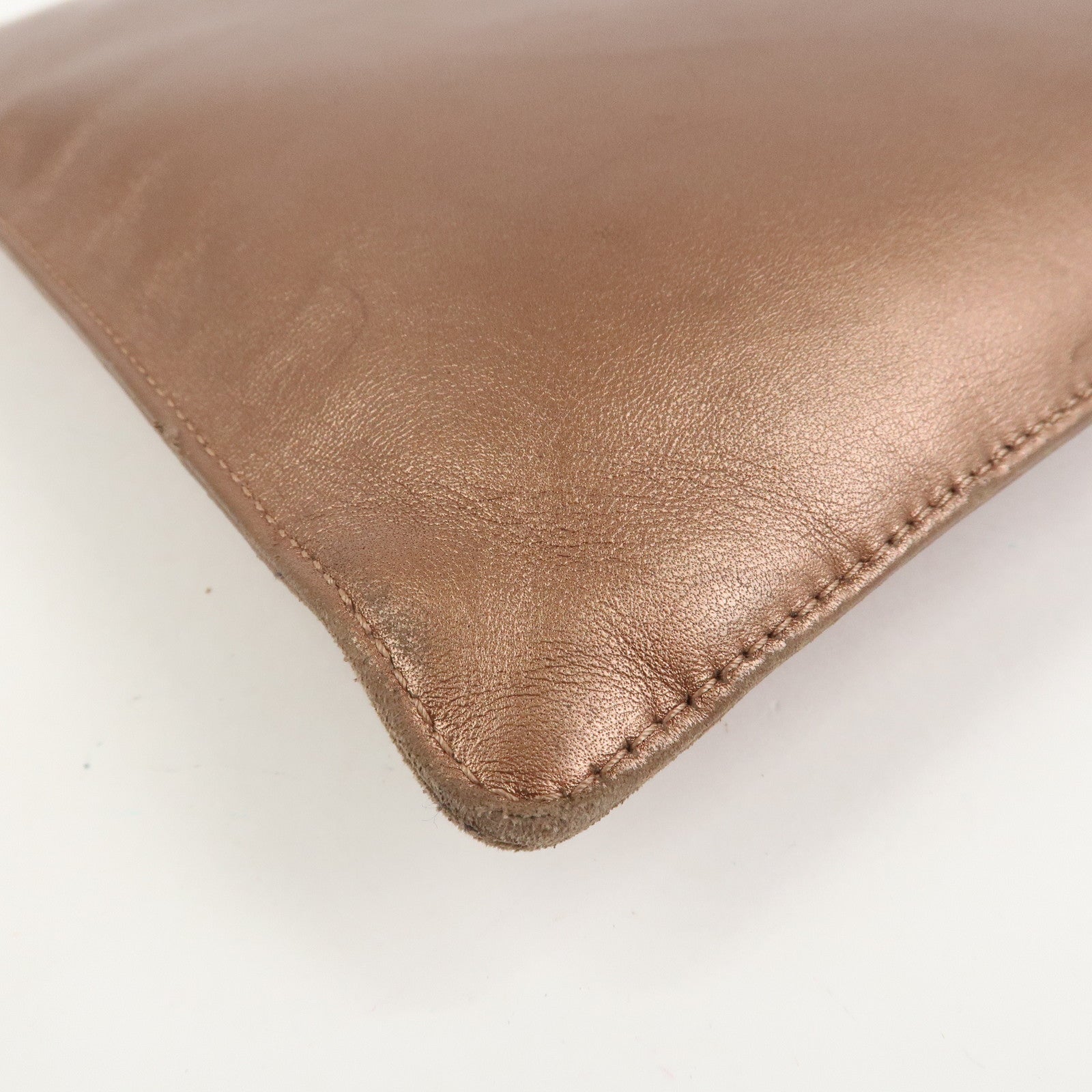 LOEWE Logo Leather Hand Bag Tote Bag Metallic Brown