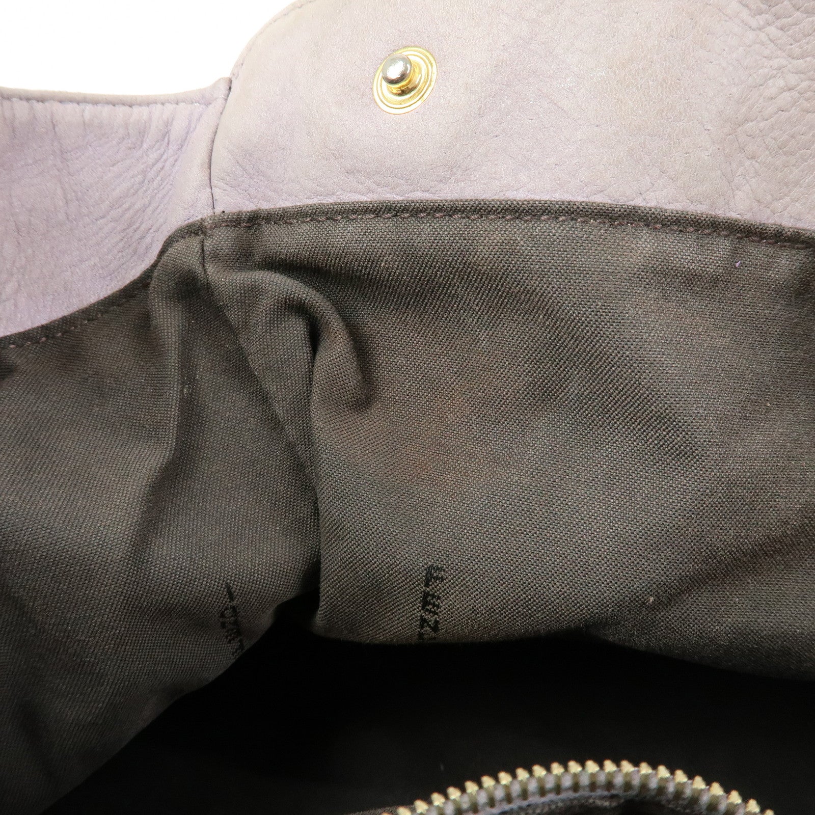 FENDI Ethnico Zucca Canvas Leather Shoulder Bag Brown Purple 8BN157