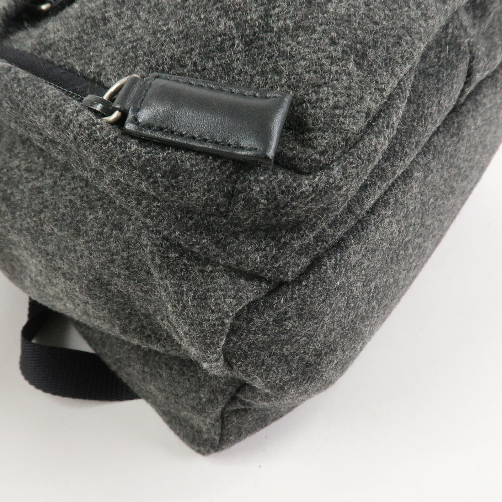 PRADA Triangle Logo Wool Canvas Backpack Rucksack Gray V203R