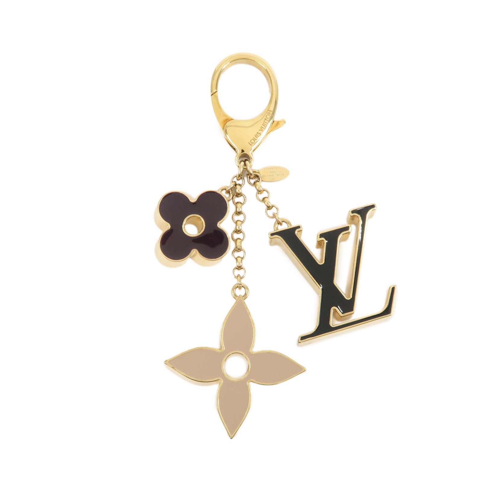 Louis Vuitton Fleur de Monogram Key Chain Bag Charm Gold M67119