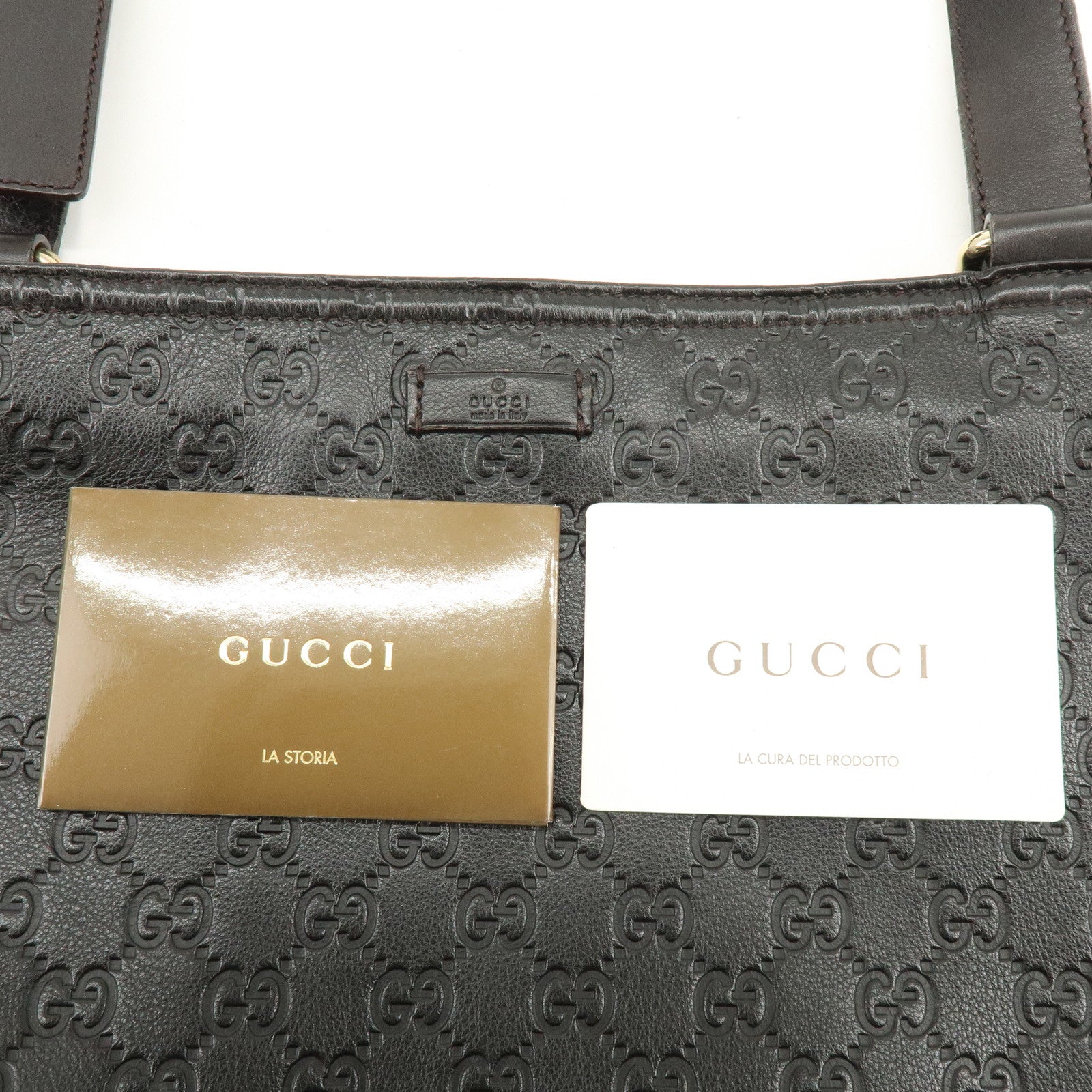 GUCCI Guccissima Leather Shoulder Bag Crossbody Bag Dark Brown