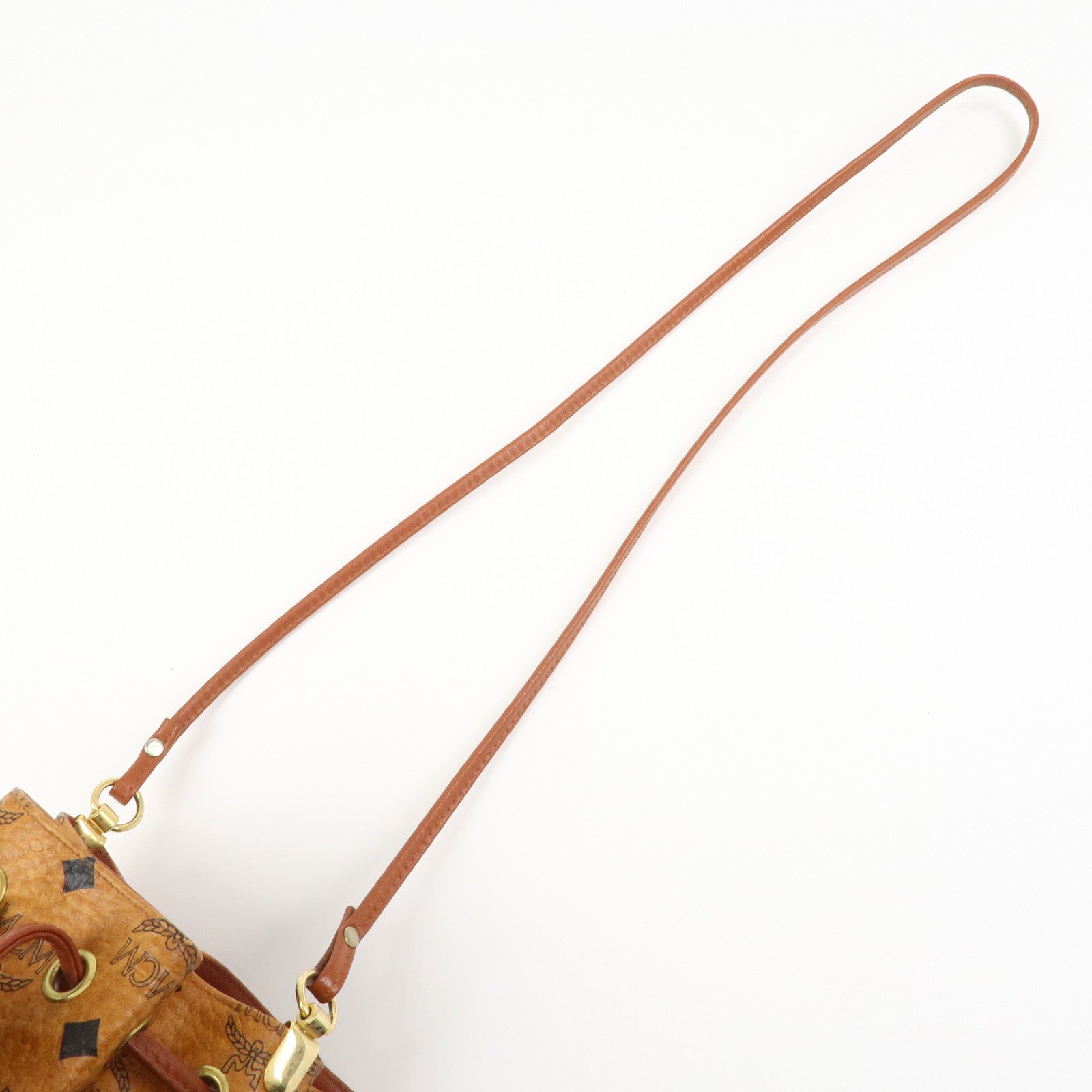 MCM Logo Leather Shoulder Bag Crossbody Bag Brown