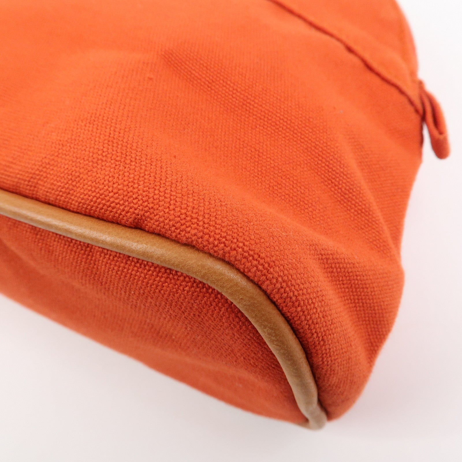 HERMES Canvas Leather Bolide Pouch MM Cosmetic Pouch Orange