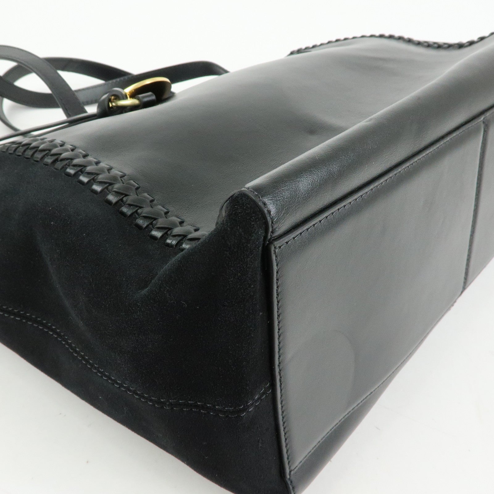 Chloe See By Chloe Leather Suede Tote Bag Shoulder Bag Black