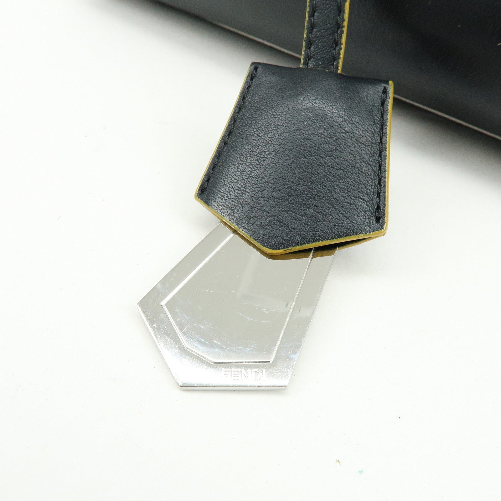 FENDI Trois Jours Leather 2Way Bag Hand Bag Shoulder Bag Black