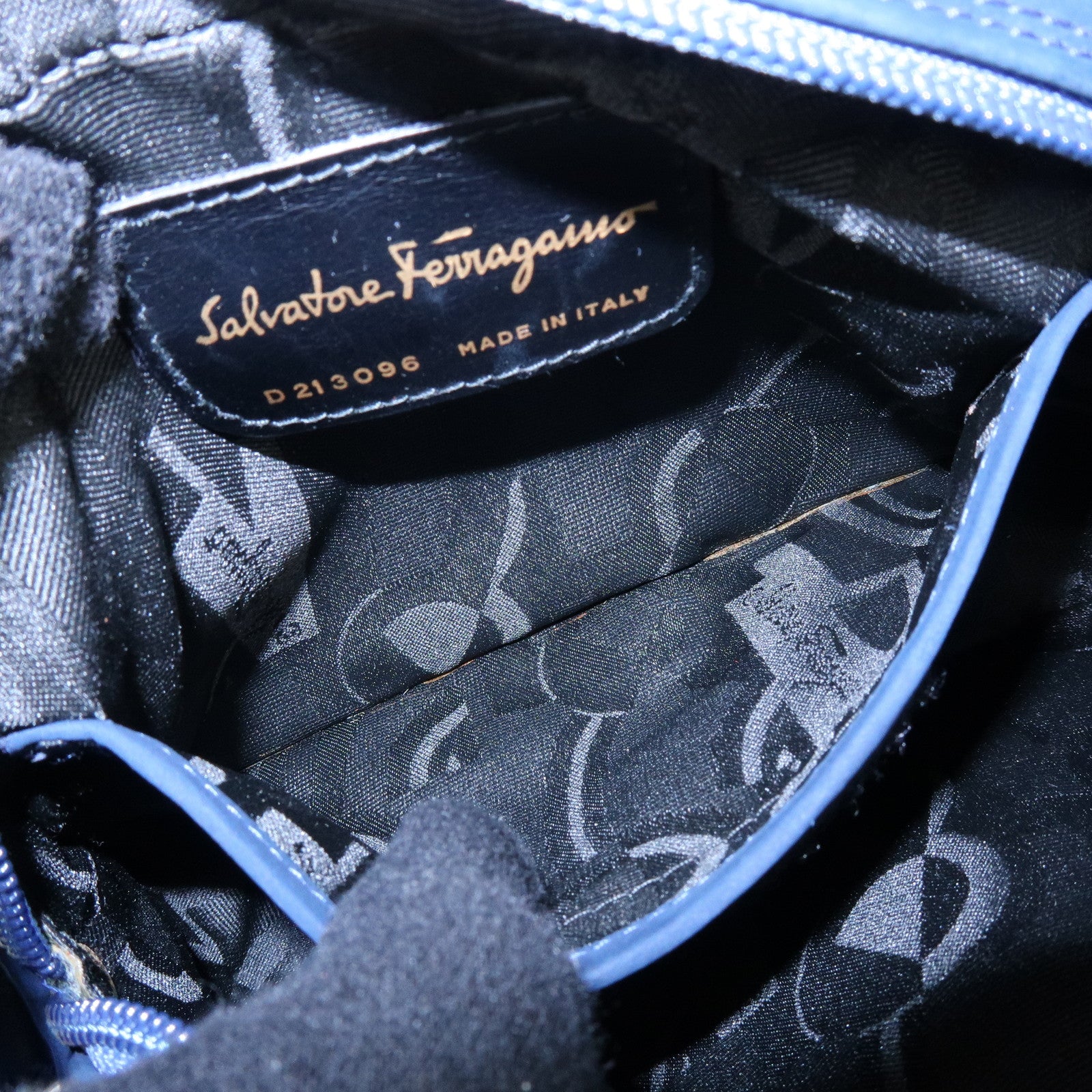 Ferragamo Vara Suede Shoulder Bag Crossbody Bag Camera Bag Navy