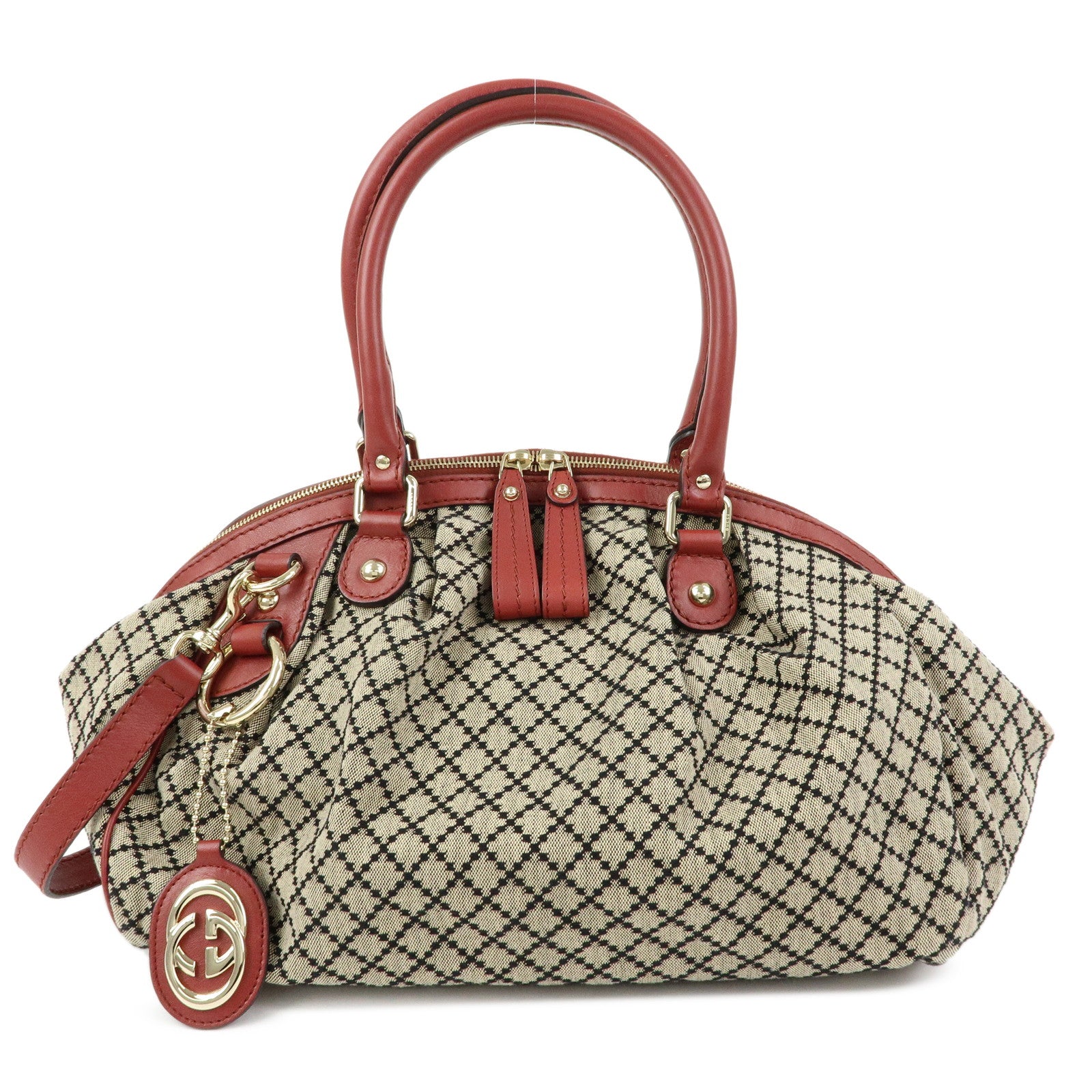GUCCI Diamante Sukey Canvas Leather 2WAY Hand Shoulder Bag 223974