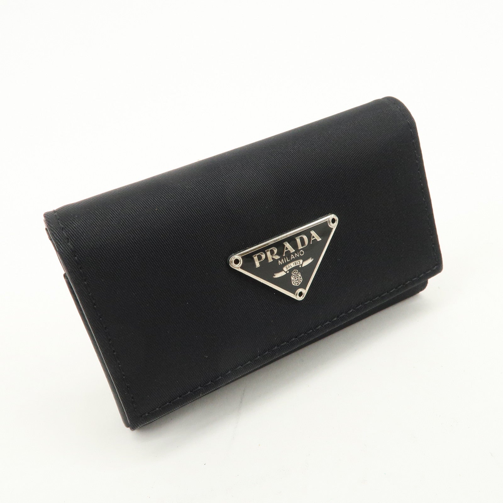 PRADA Nylon Saffiano Leather 6 Rings Key Case Black M222A