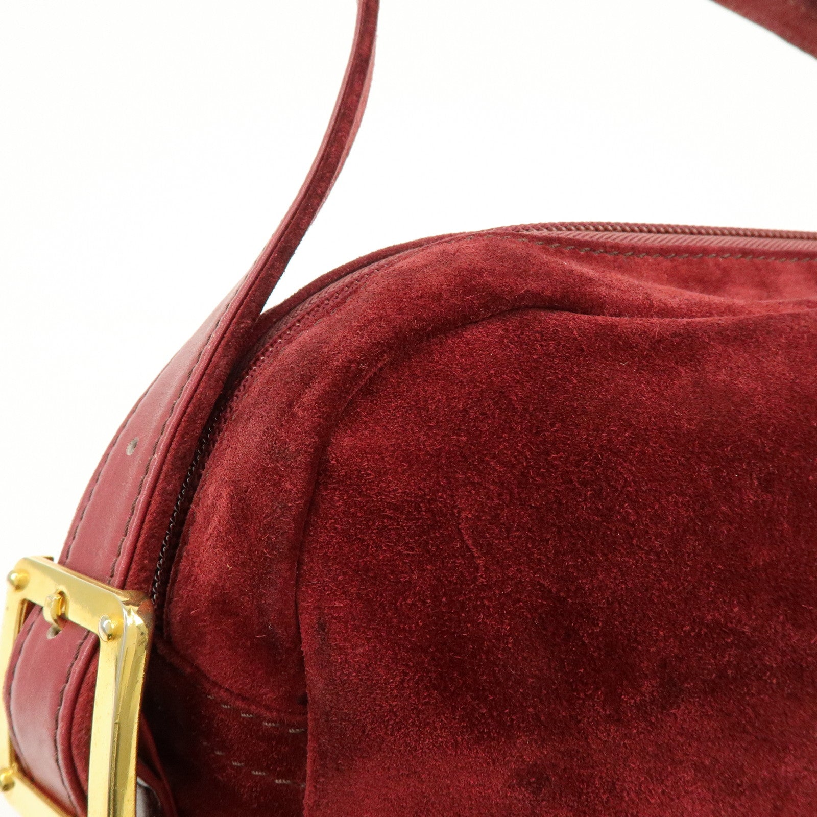 LOEWE Anagram Suede Shoulder Bag Crossbody Bag Bordeaux