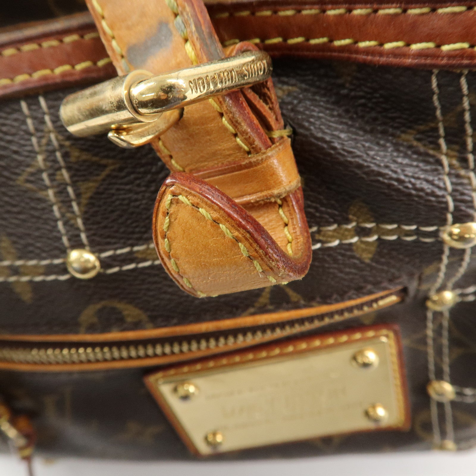 Louis Vuitton Monogram Canvas Rivet Hand Bag Shoulder Bag M40140 Used