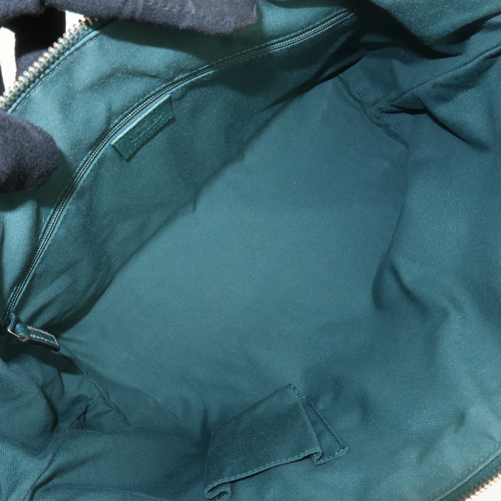 GUCCI Abbey GG Canvas Leather Tote Bag Beige Dark Green 141470