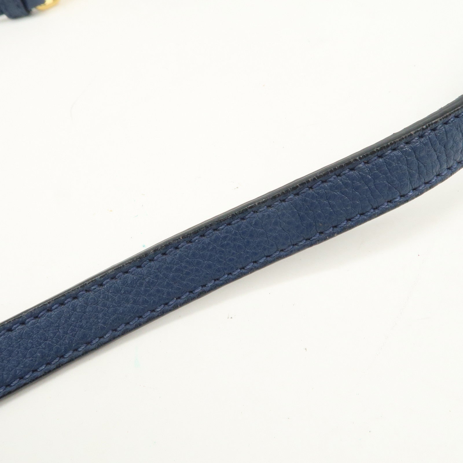 PRADA Logo Leather Shoulder Bag Crossbody Bag Blue 1BH013