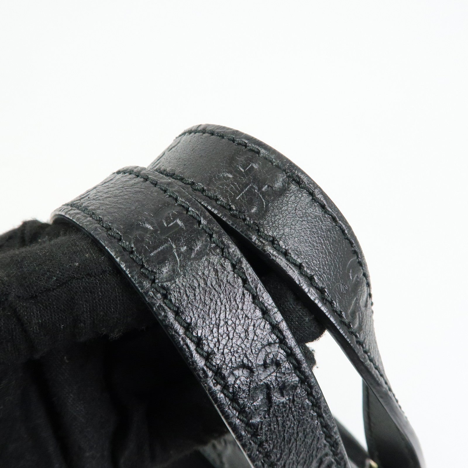 GUCCI Guccissima Leather Suede Hand Bag Shoulder Bag Black 295530