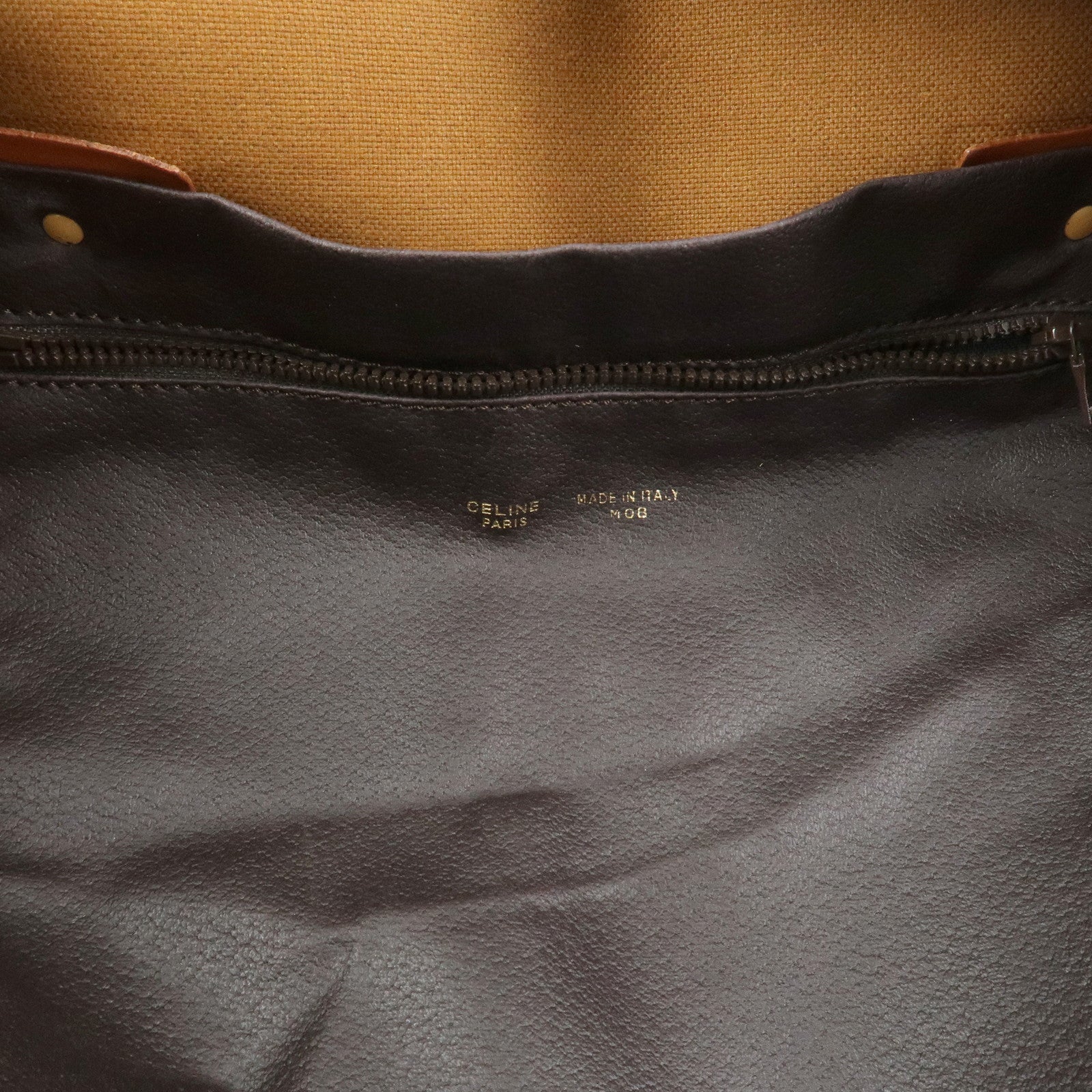 CELINE Macadam PVC Canvas Leather Boston Bag Hand Bag Brown