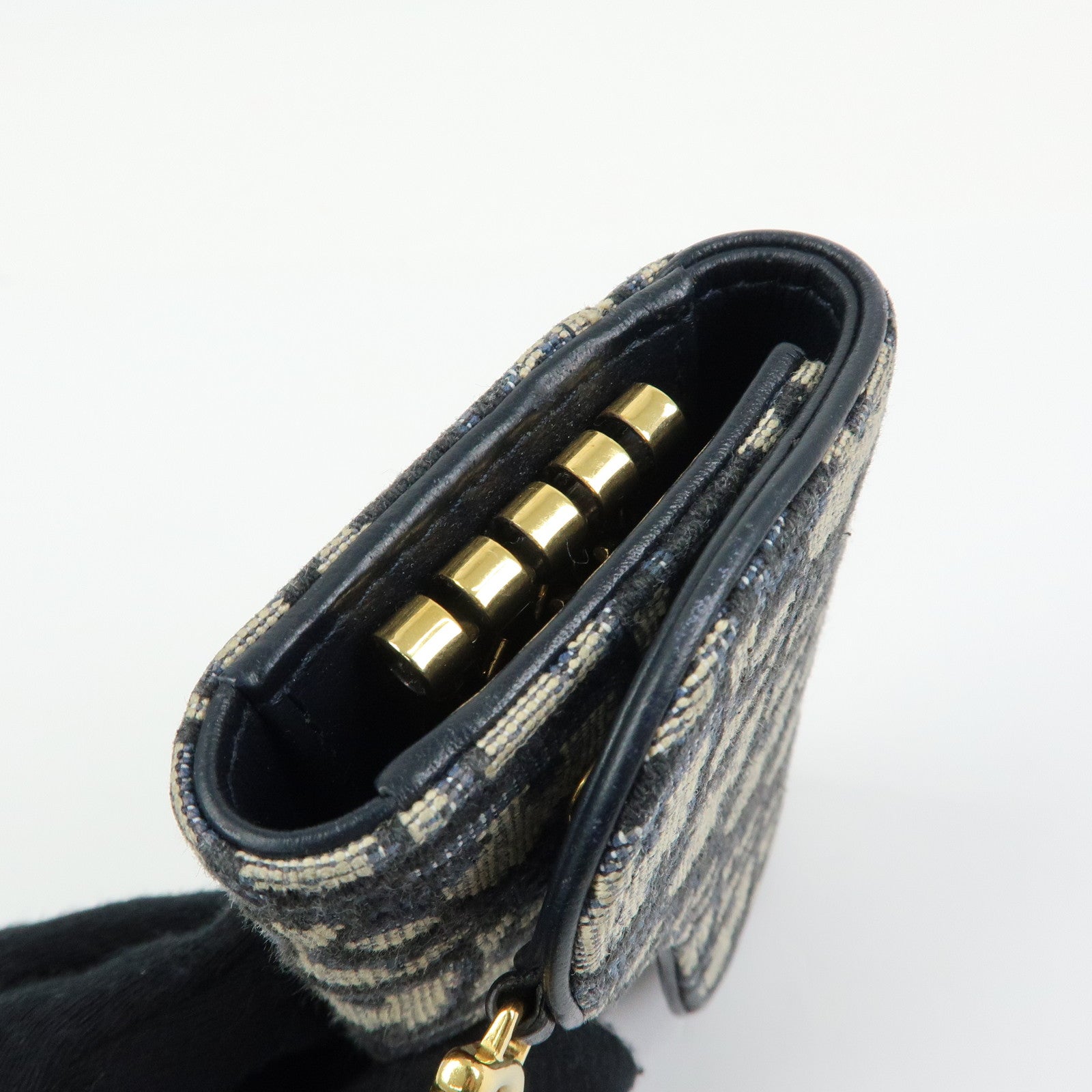 Christian Dior Saddle Oblique Jacquard Canvas Key Case Navy