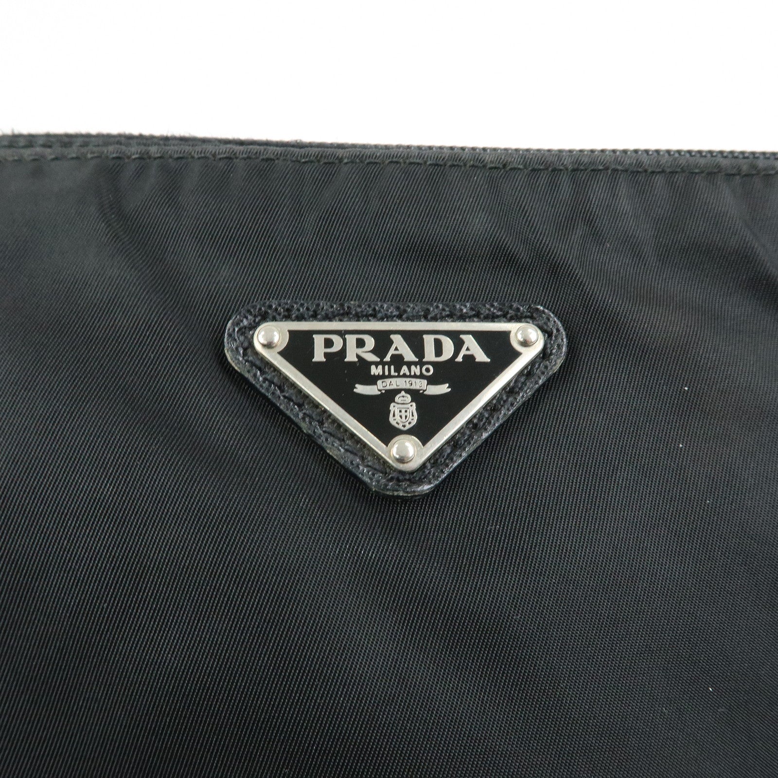 PRADA Triangle Logo Nylon Saffiano Leather Shoulder Bag Black