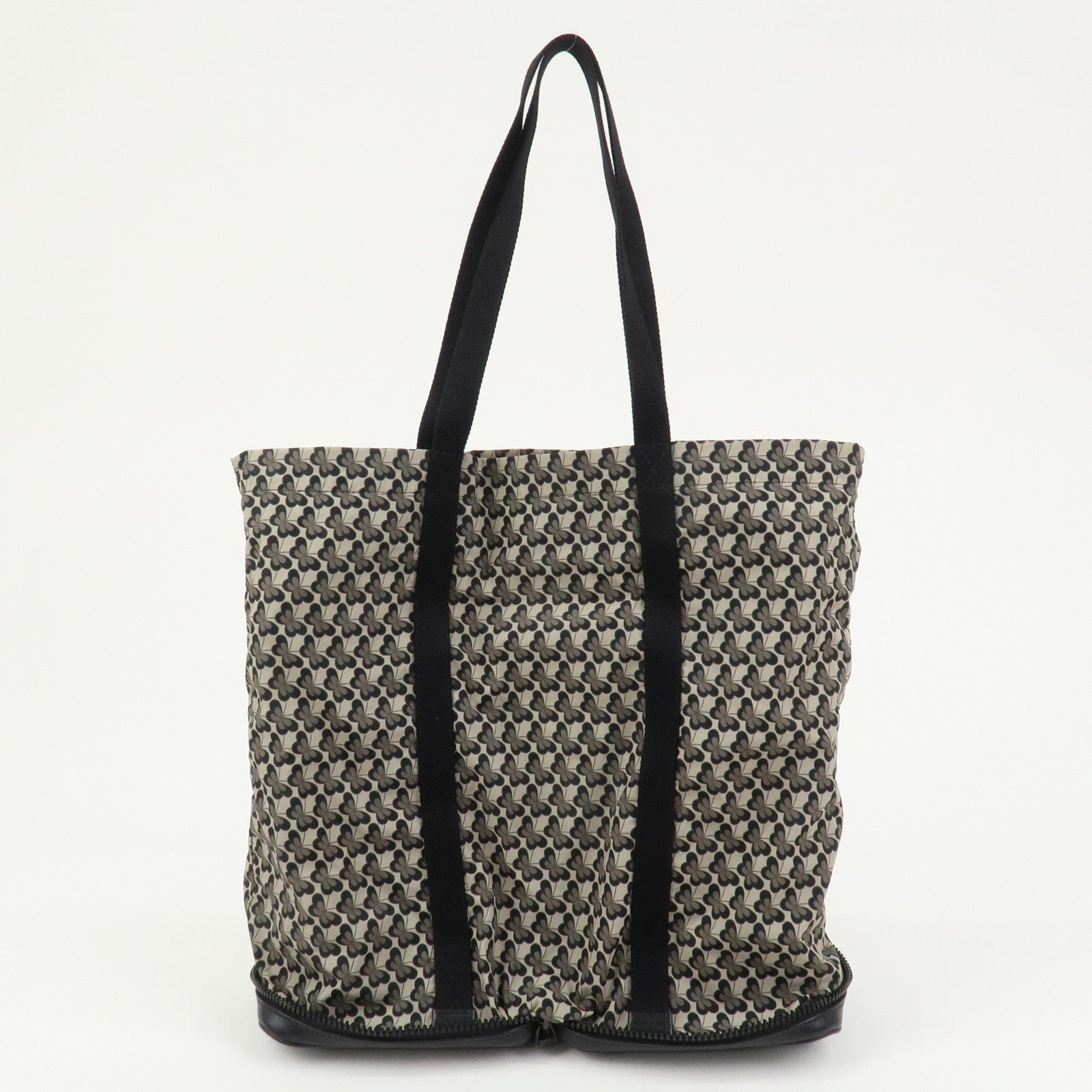 BOTTEGA VENETA Intrecciato Leather Foldable Tote Bag Nylon Black