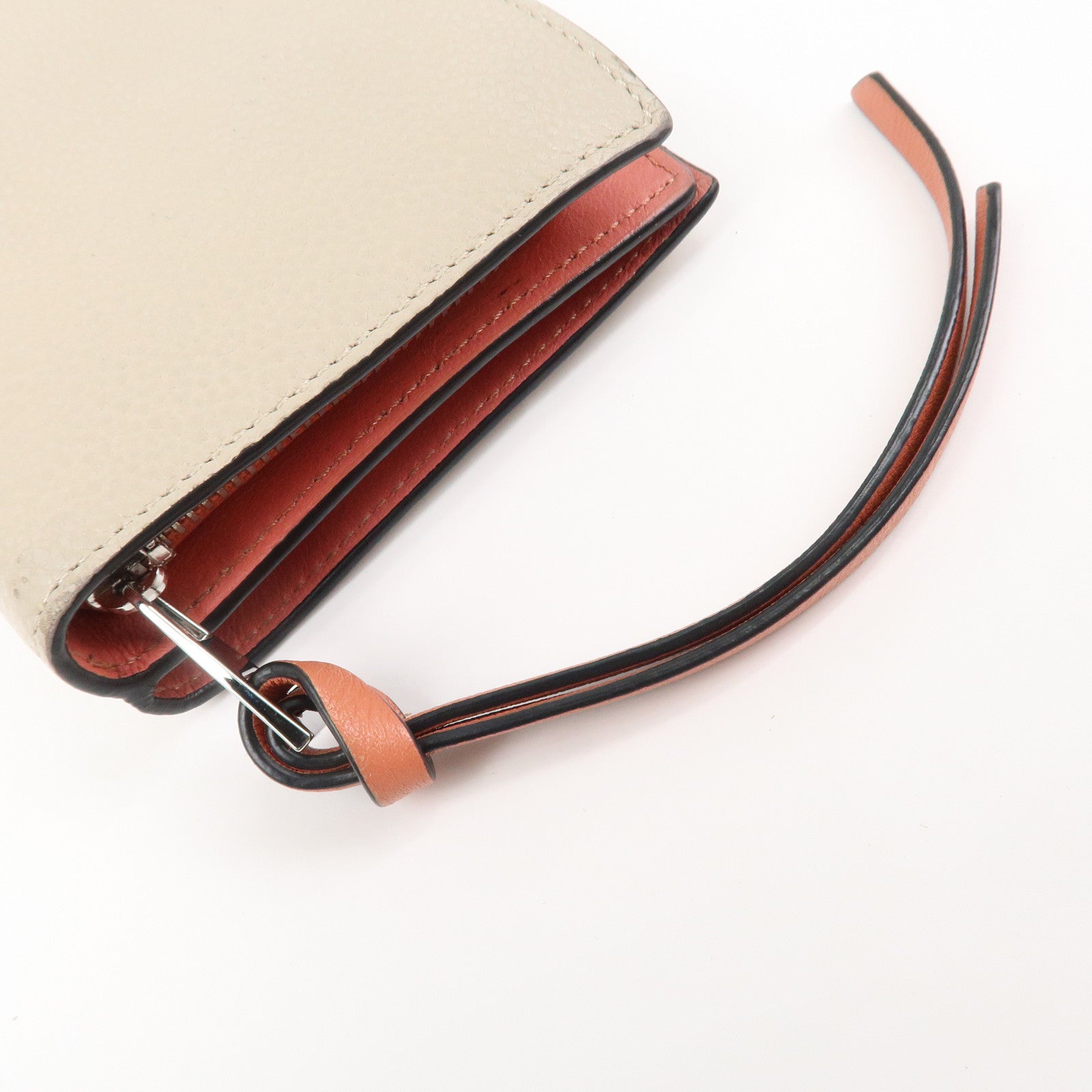 LOEWE Anagram Soft Grain Calf Compact Wallet Light Oats Honey