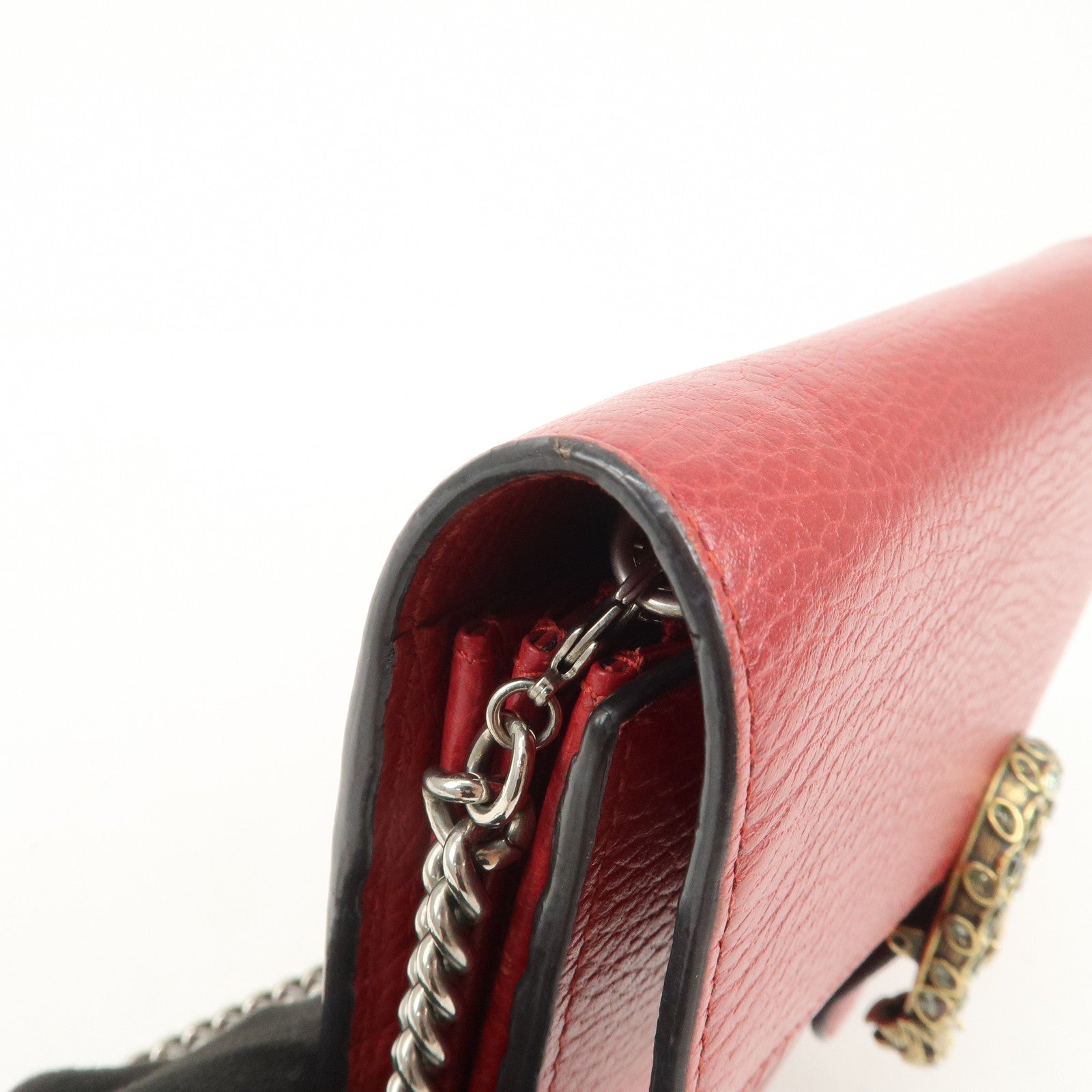 GUCCI Dionysus Leather Chain Shoulder Bag Red 401231