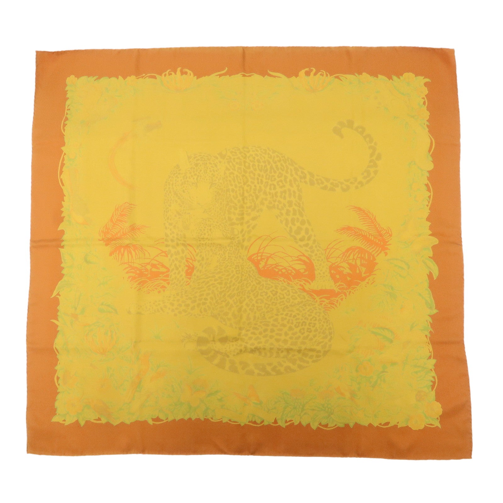 HERMES Carre 90 Silk 100% Scarf DIP DYE JUNGLE LOVE Yellow