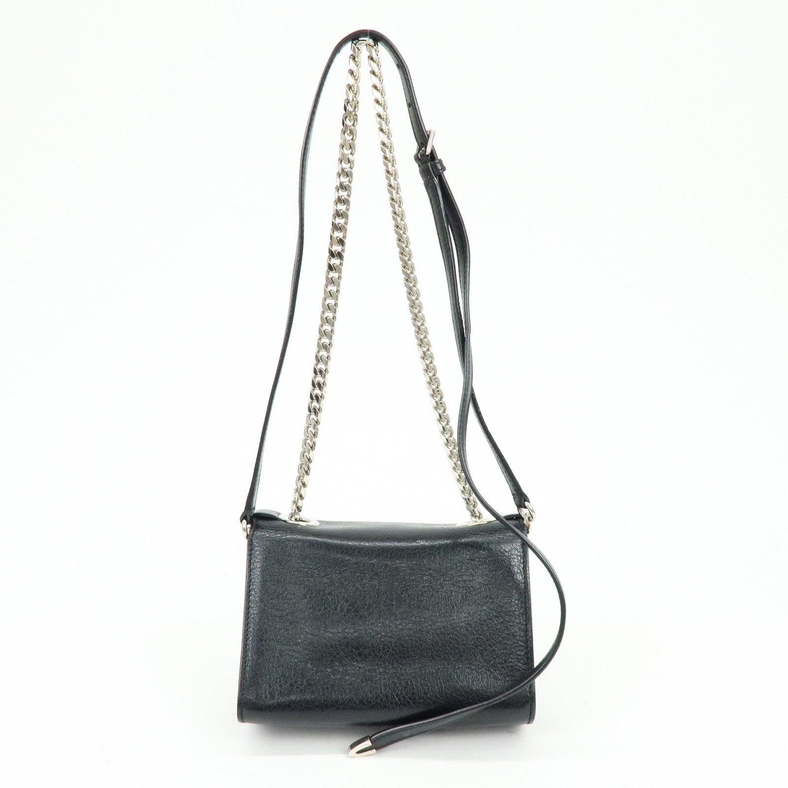 JIMMY CHOO REBEL BAG Leather Chain Shoulder Bag Crossbody Bag Black