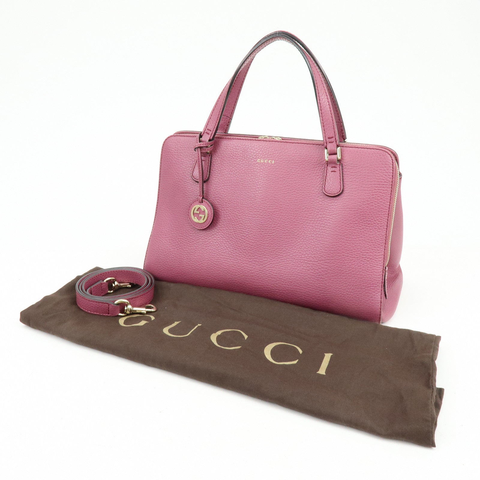 GUCCI Logo Leather 2Way Bag Hand Bag Shoulder Bag Pink 391987