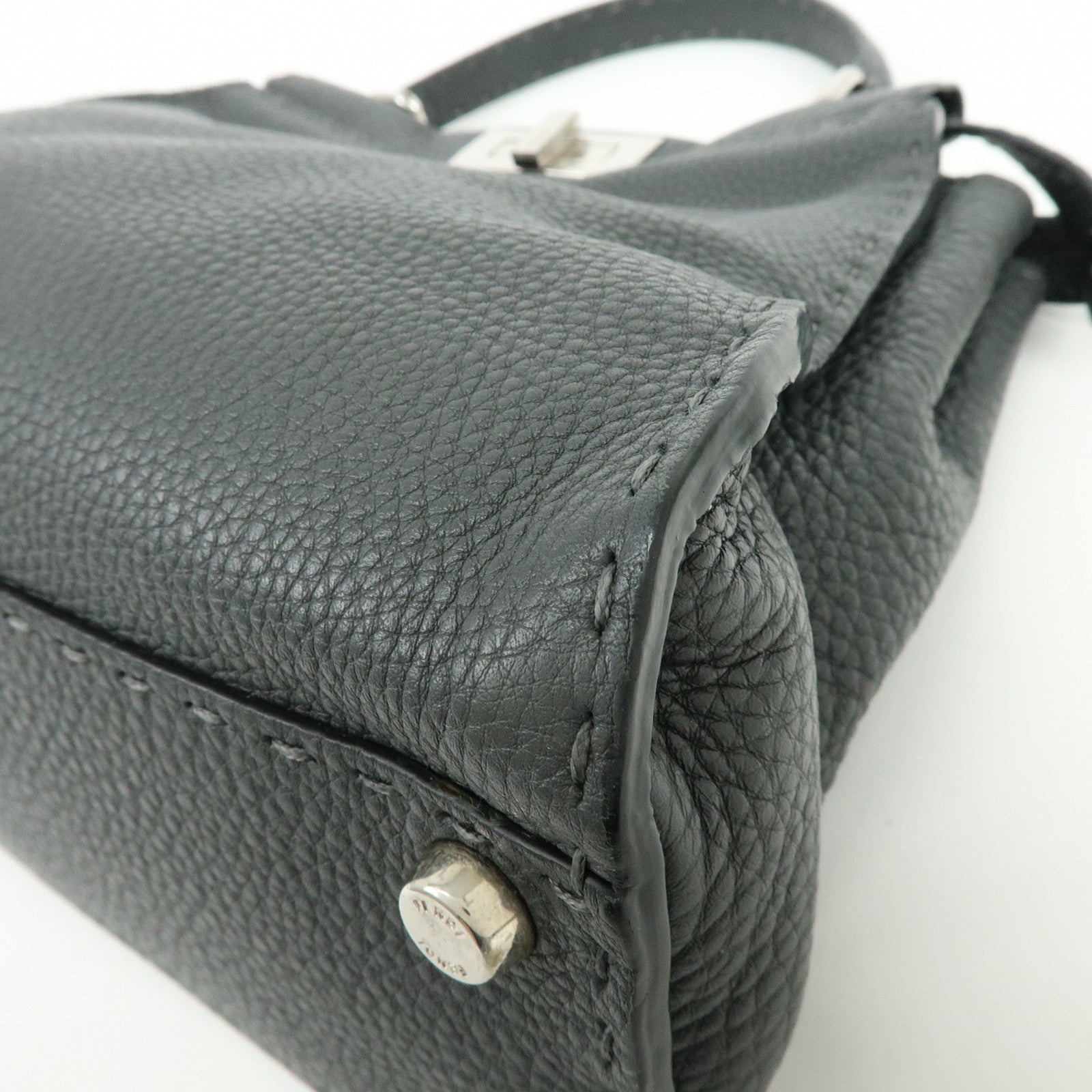 FENDI Selleria Peekaboo Calf Leather 2Way Shoulder Hand Bag 8BN226