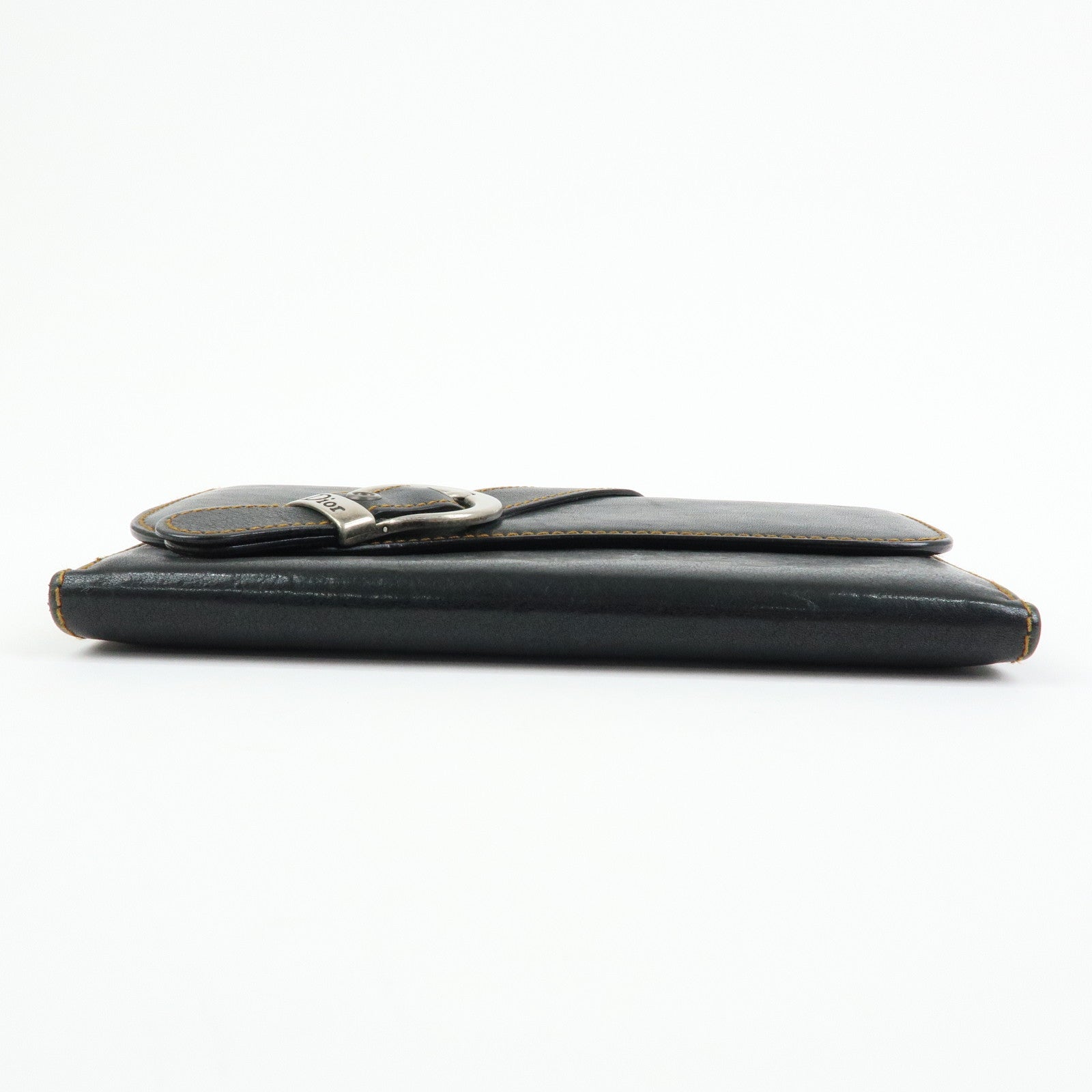 Christian Dior Gaucho Leather Long Wallet Belt Black