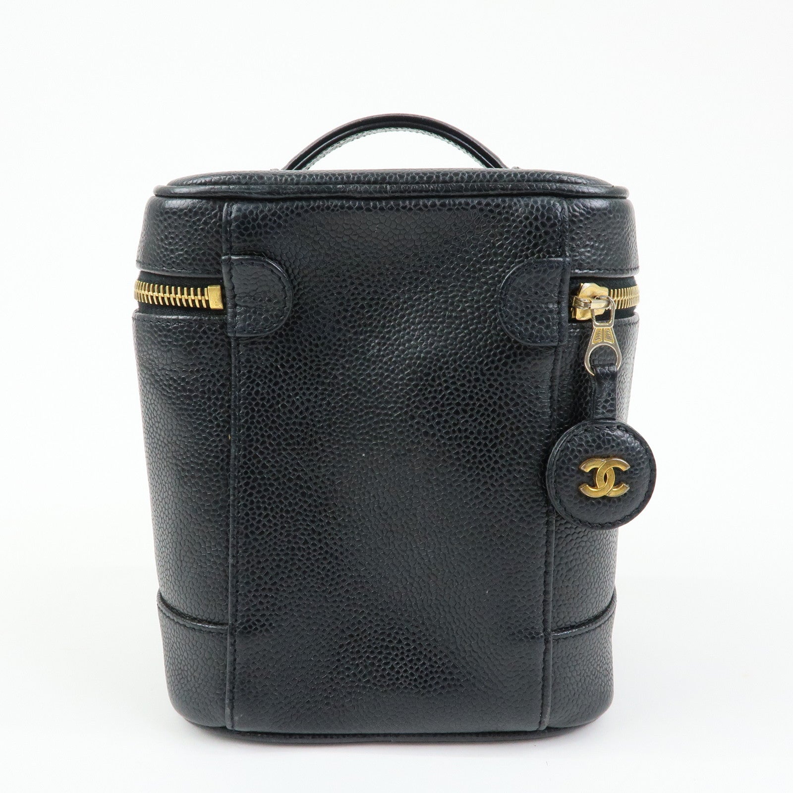 CHANEL COCO Mark Caviarskin Vanity Bag Hand Bag Black A01998