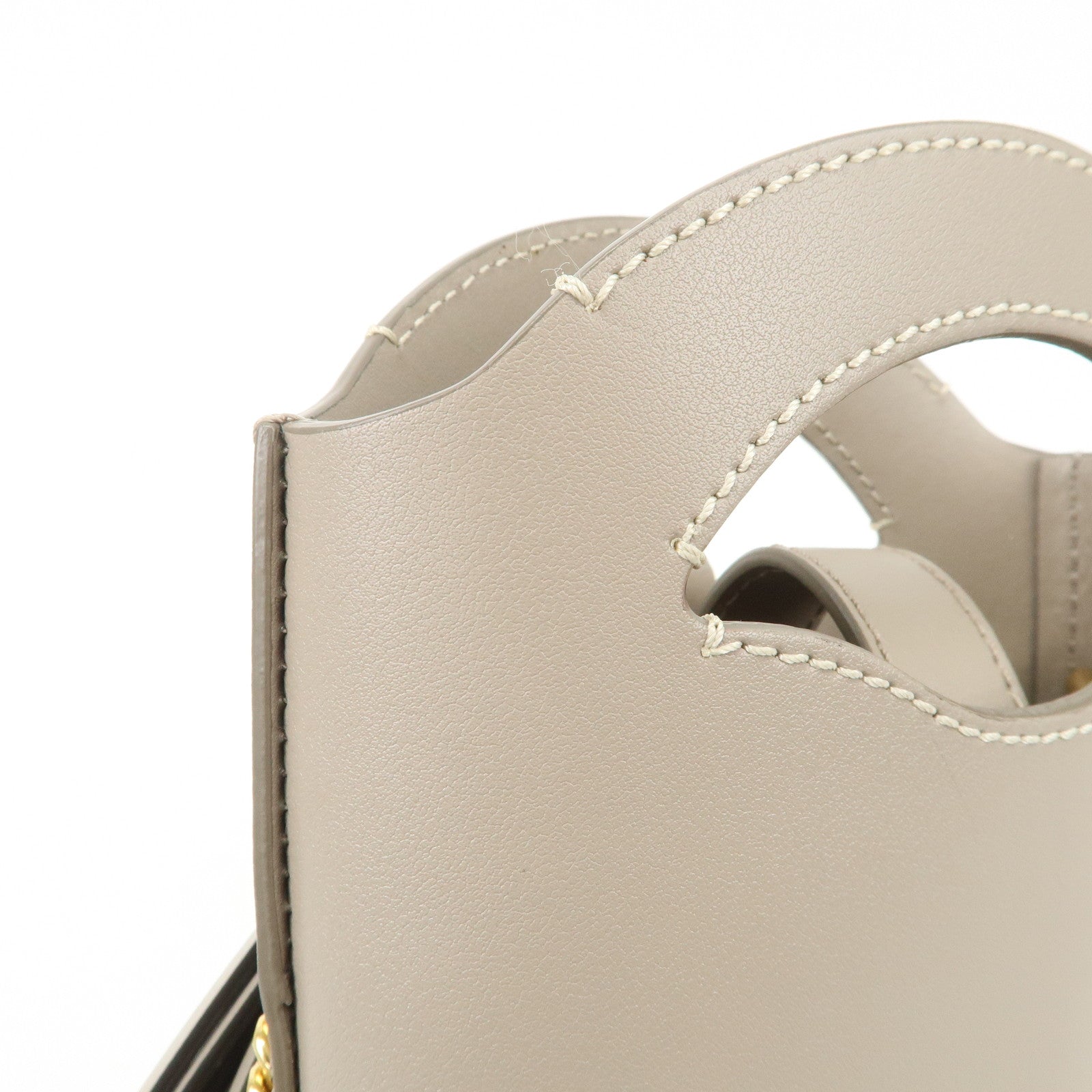 Chloe Leather Small Phone Pouch Hand Bag Shoulder Bag Greige