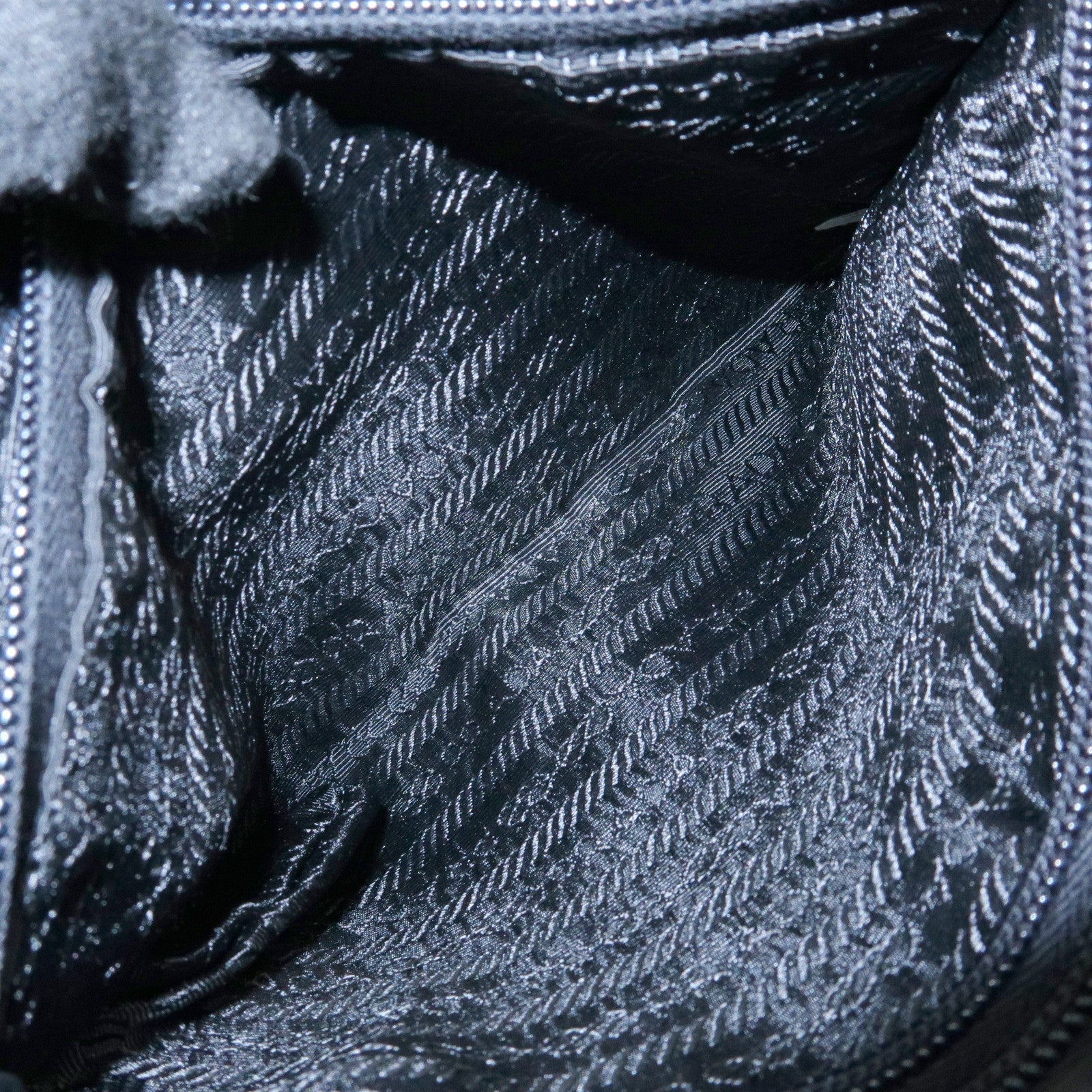 PRADA Triangle Logo Nylon Leather Tote Bag Shoulder Bag Black