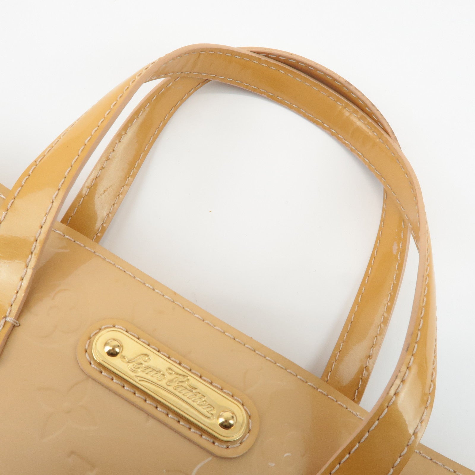Louis Vuitton Monogram Vernis Wilshire PM Hand Bag Blanc Corail M91642 Used