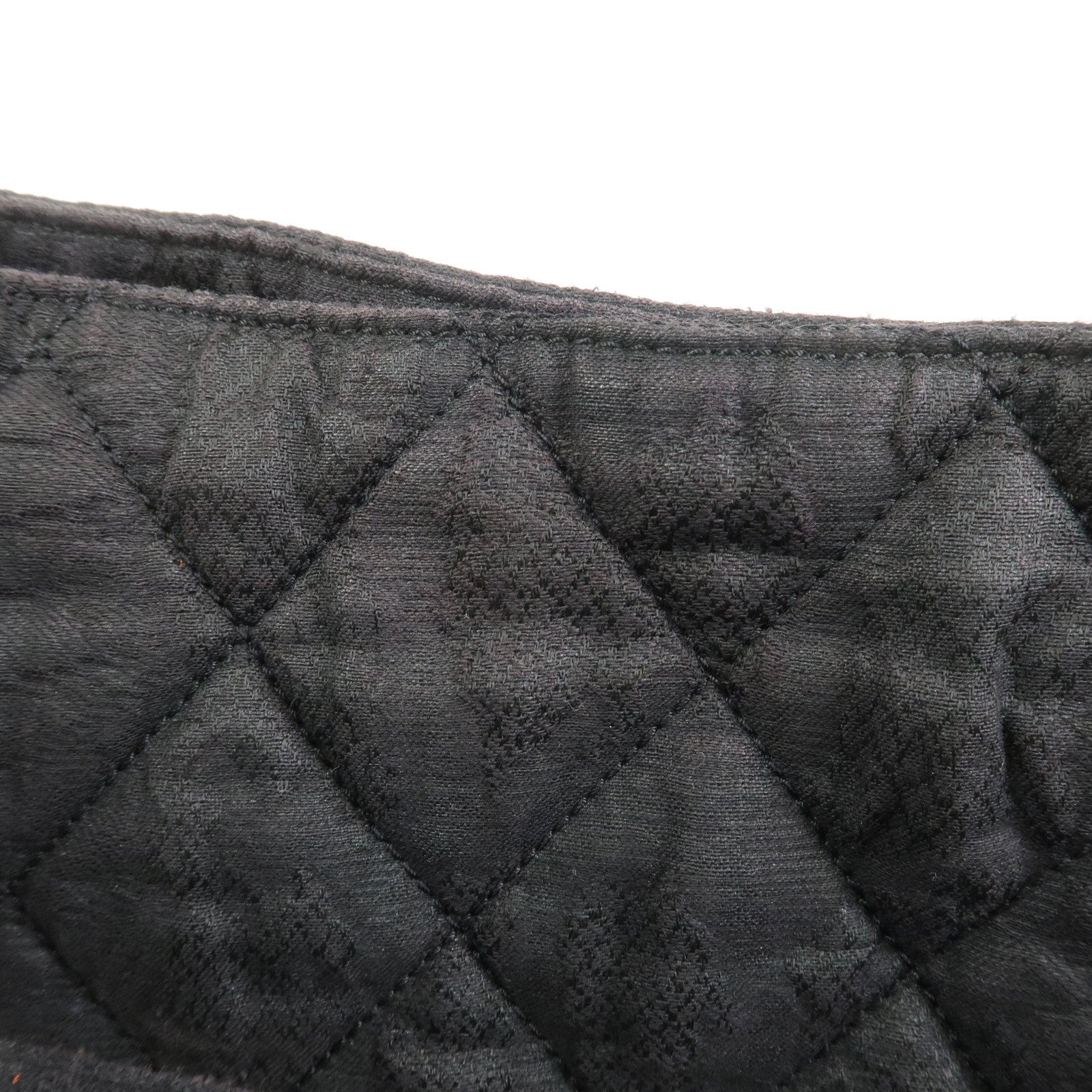 CHANEL Matelasse Canvas Large Shoulder Bag Black Silver