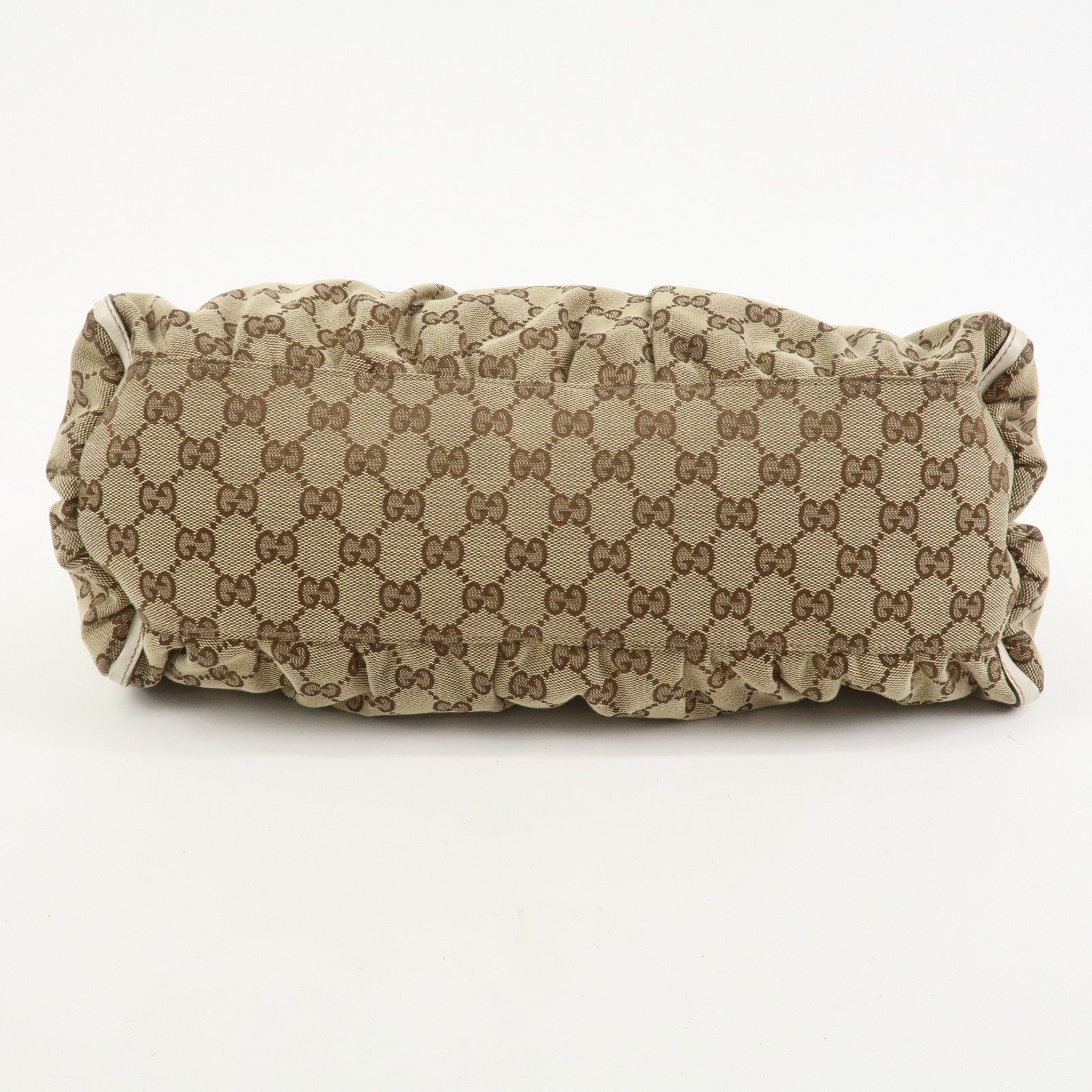 GUCCI Abbey GG Monogram Canvas Leather Shoulder Bag Beige 189833