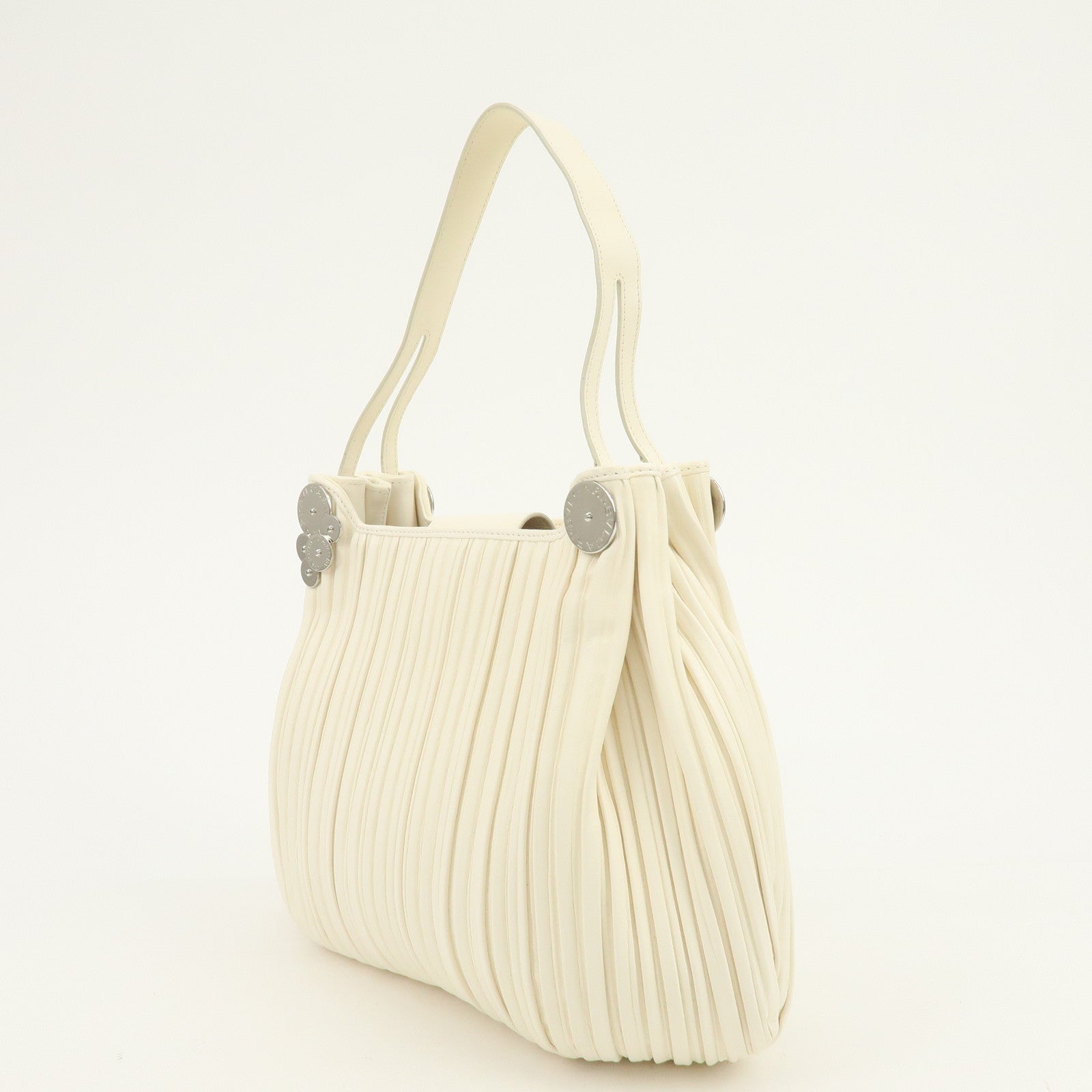 BVLGARI Leather Shoulder Bag Hand Bag White