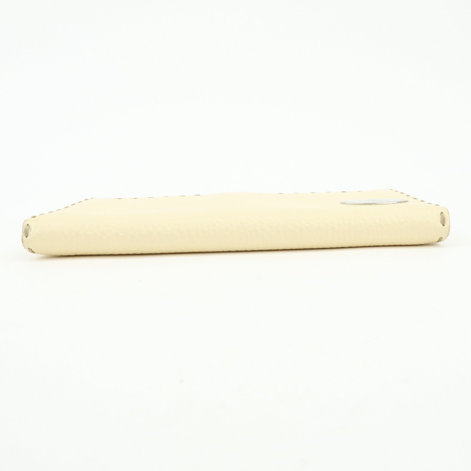 FENDI Selleria Calf Leather Long Wallet Ivory 8M0144