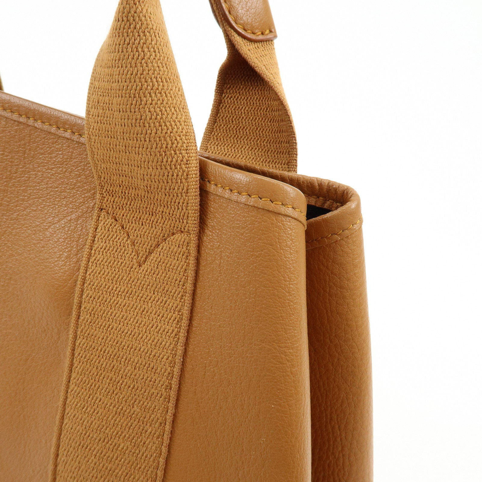 BALENCIAGA Navy Cabas Small Leather Tote Bag Hand Bag Brown 339933