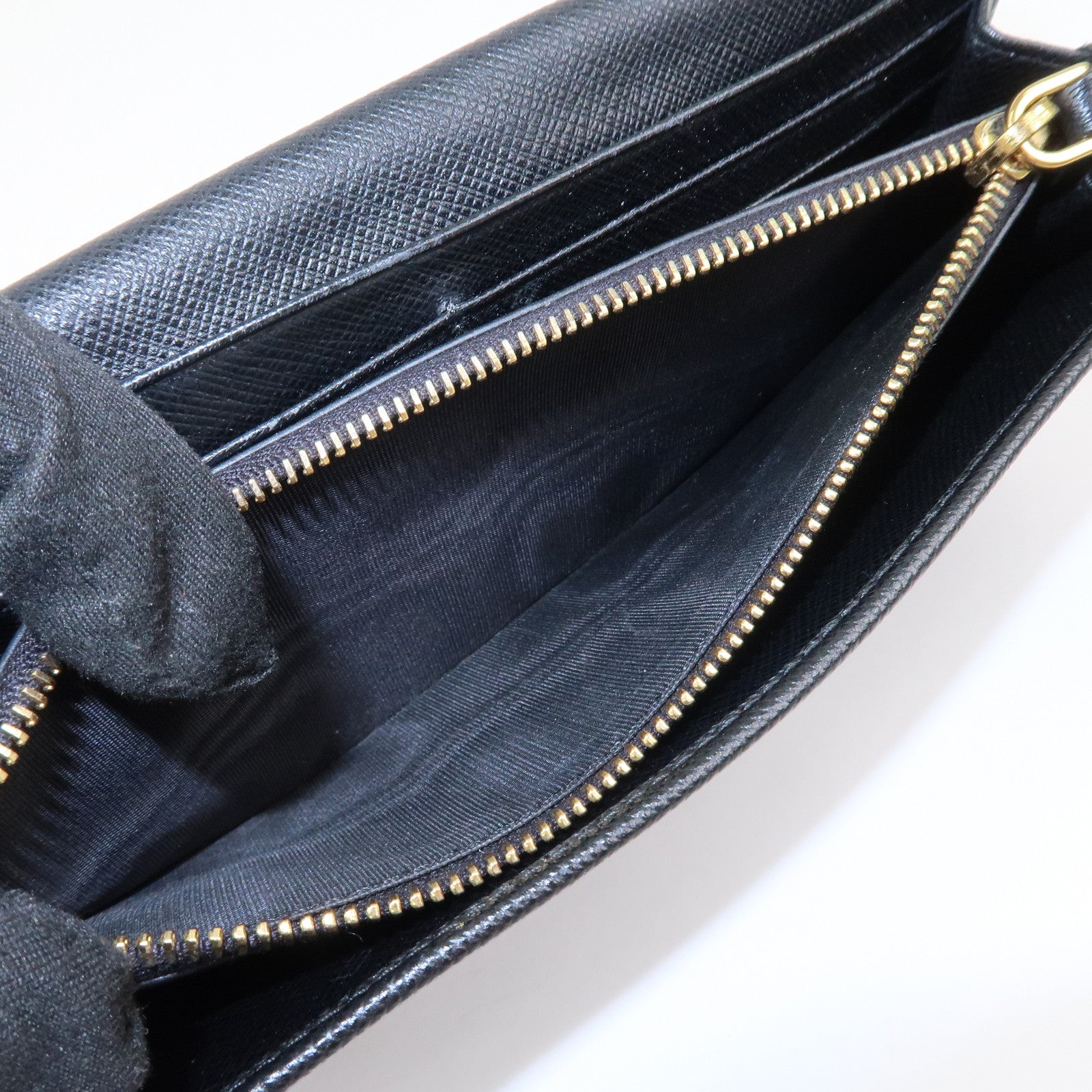 PRADA Saffiano Leather Flap Bi-Fold Long Wallet Black 1MH132