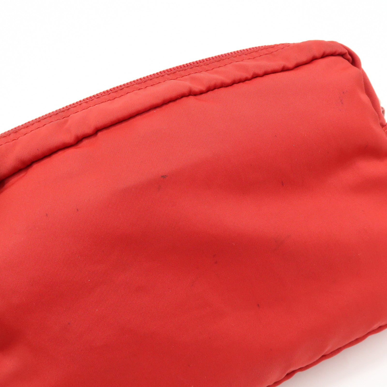 PRADA Triangle Logo Set of 2 Nylon Pouch Cosmetic Pouch Red Khaki