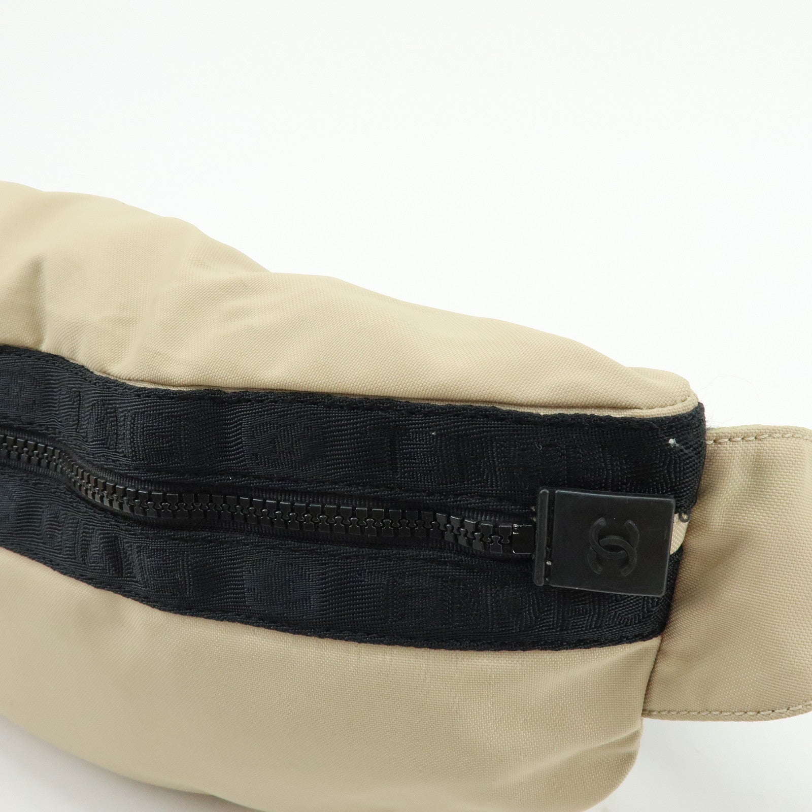 CHANEL Sports Line Nylon Banana Bag Waist Bag Crossbody Bag Beige
