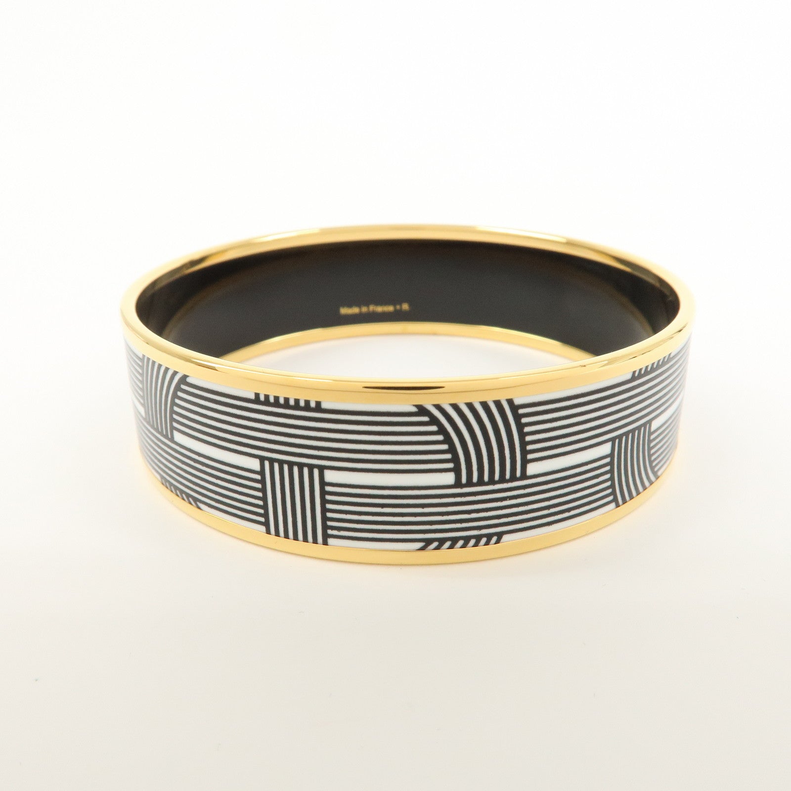 HERMES Email GM Bangle Bracelet White Black