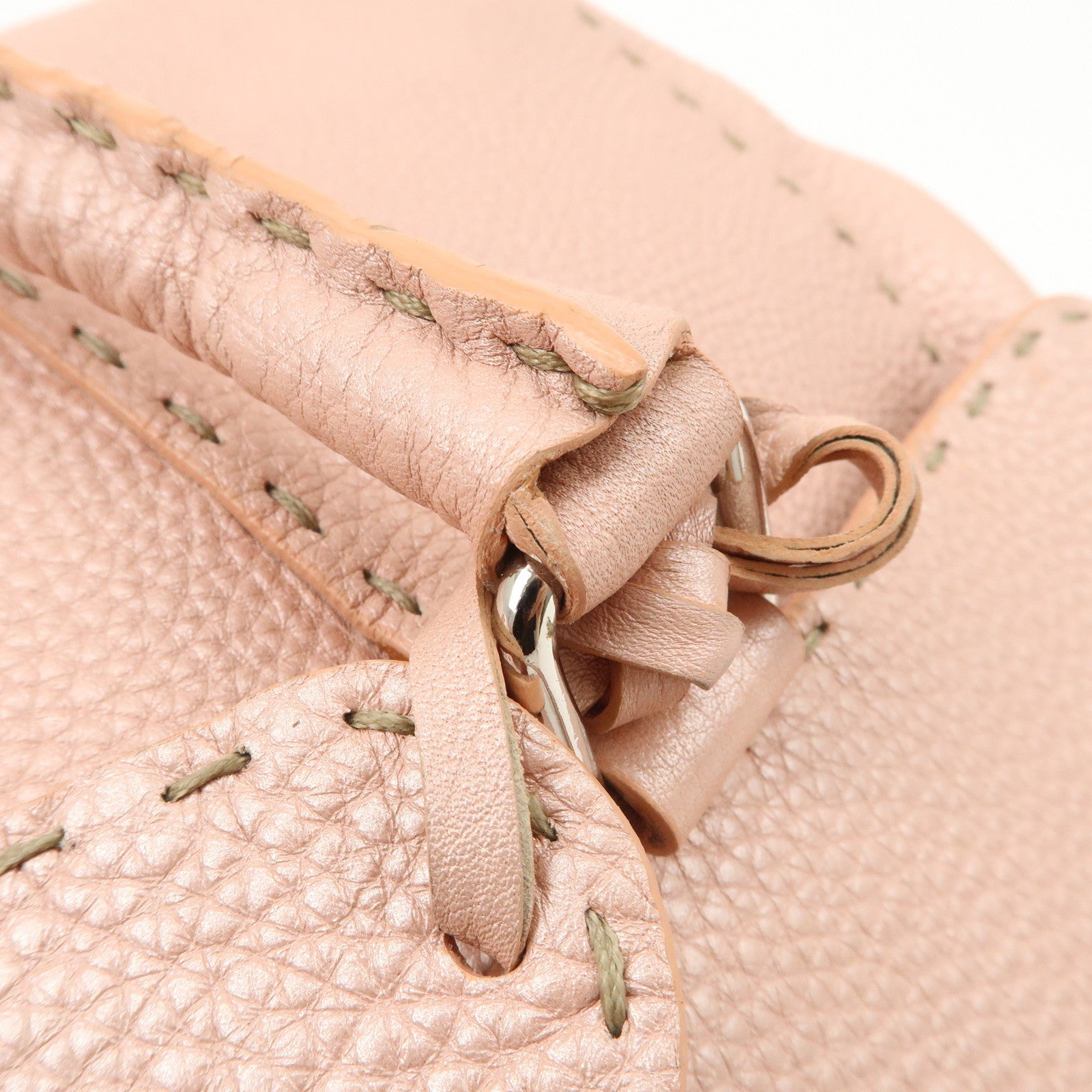 FENDI Seleria Linda Leather Shoulder Bag Hand Bag Pink 8BR442