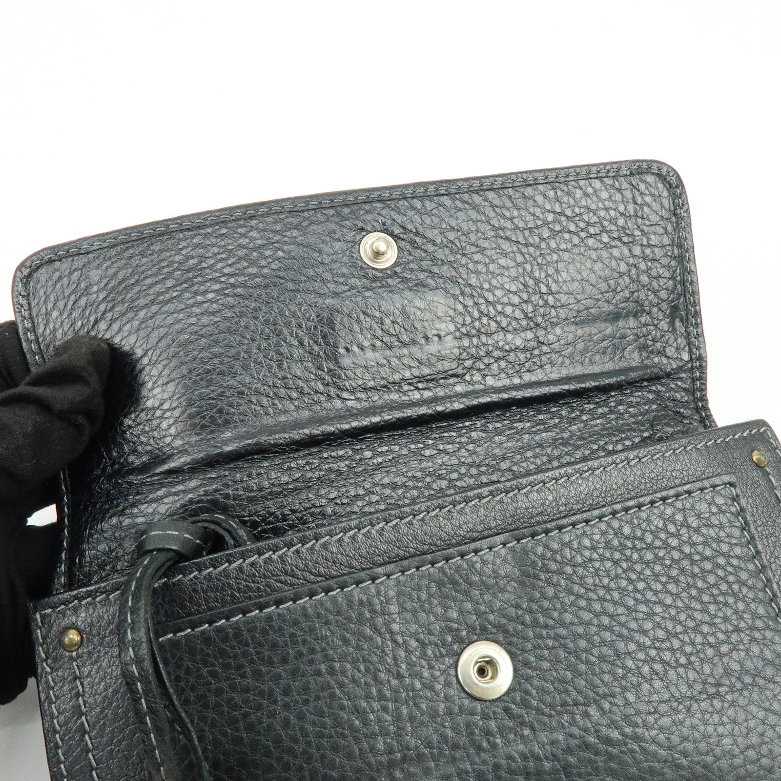 Chloe Paddington Leather Bi-fold Flap Long Wallet Black