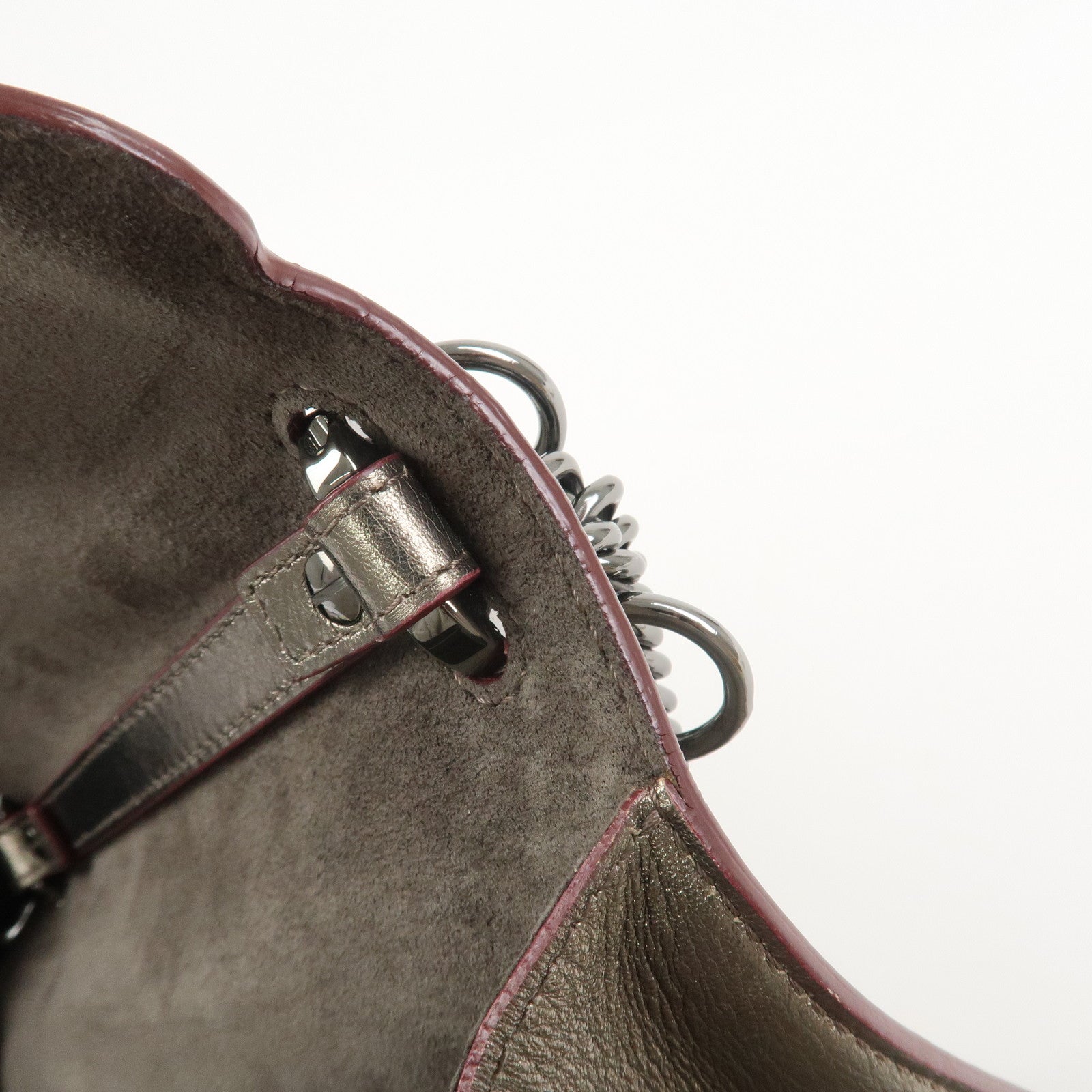 FENDI Mini Kan I Leather Chain Shoulder Bag Metallic Gray 8M0381