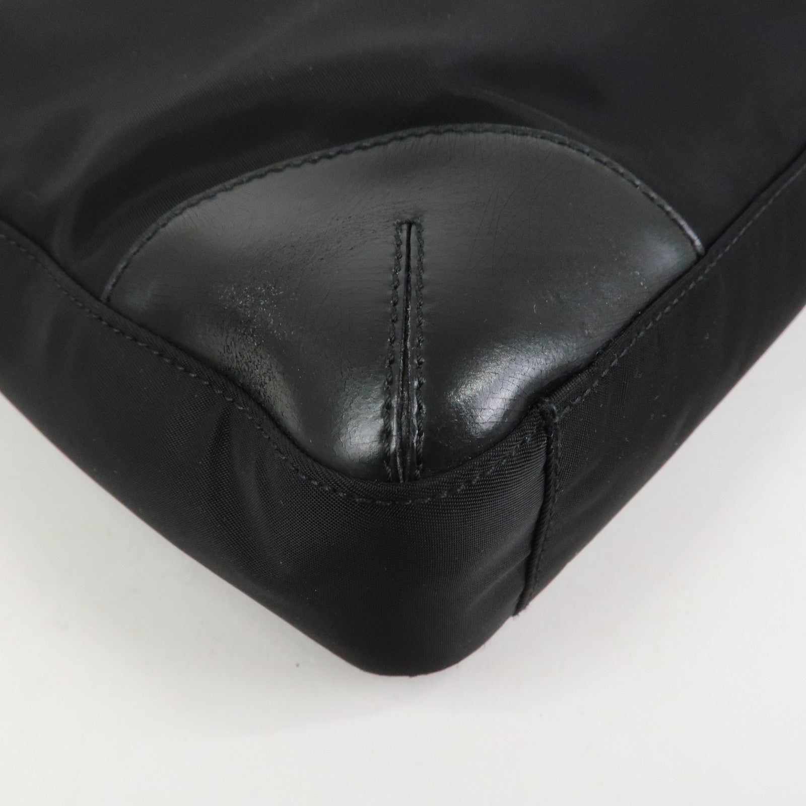 PRADA Triangle Logo Nylon Tote Bag Shoulder Bag Black