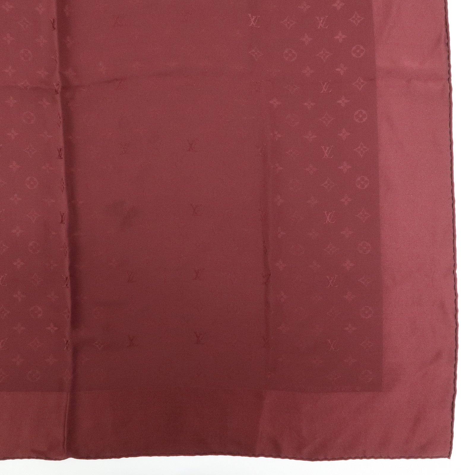 Louis Vuitton Monogram Silk 100% Scarf Shawl Bordeaux