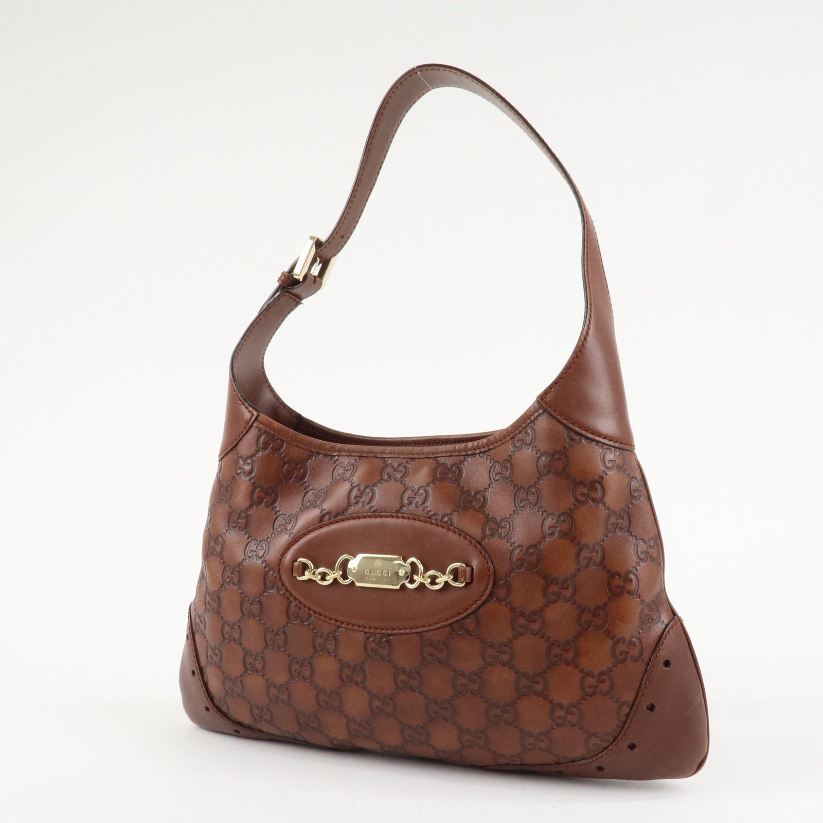GUCCI Guccissima Leather Shoulder Bag Hand Bag Brown 145778 Used