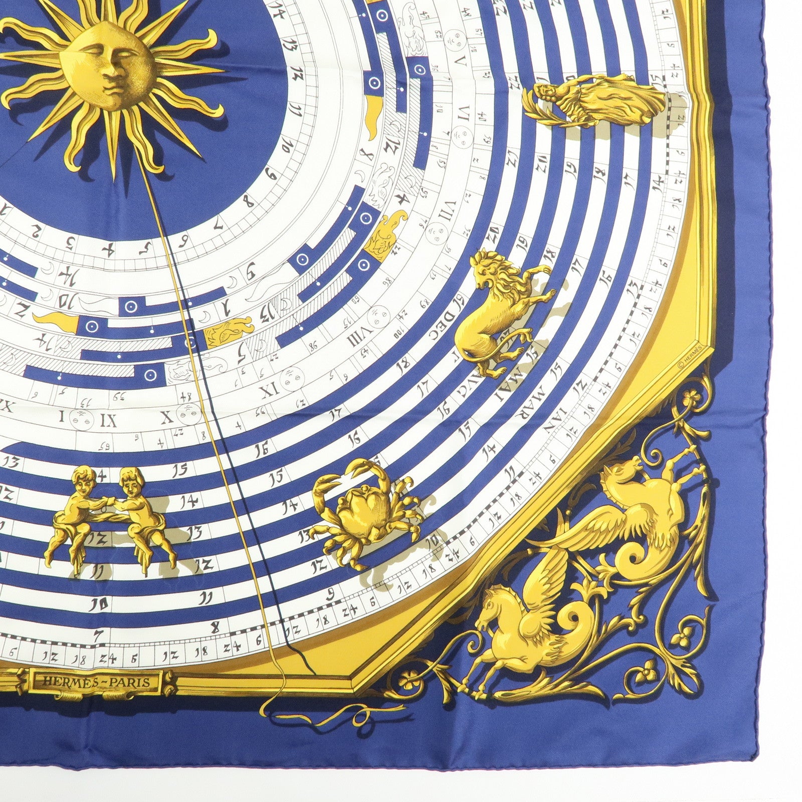 HERMES Carre 90 Silk 100% Scarf DIES ET HORE Multicolor