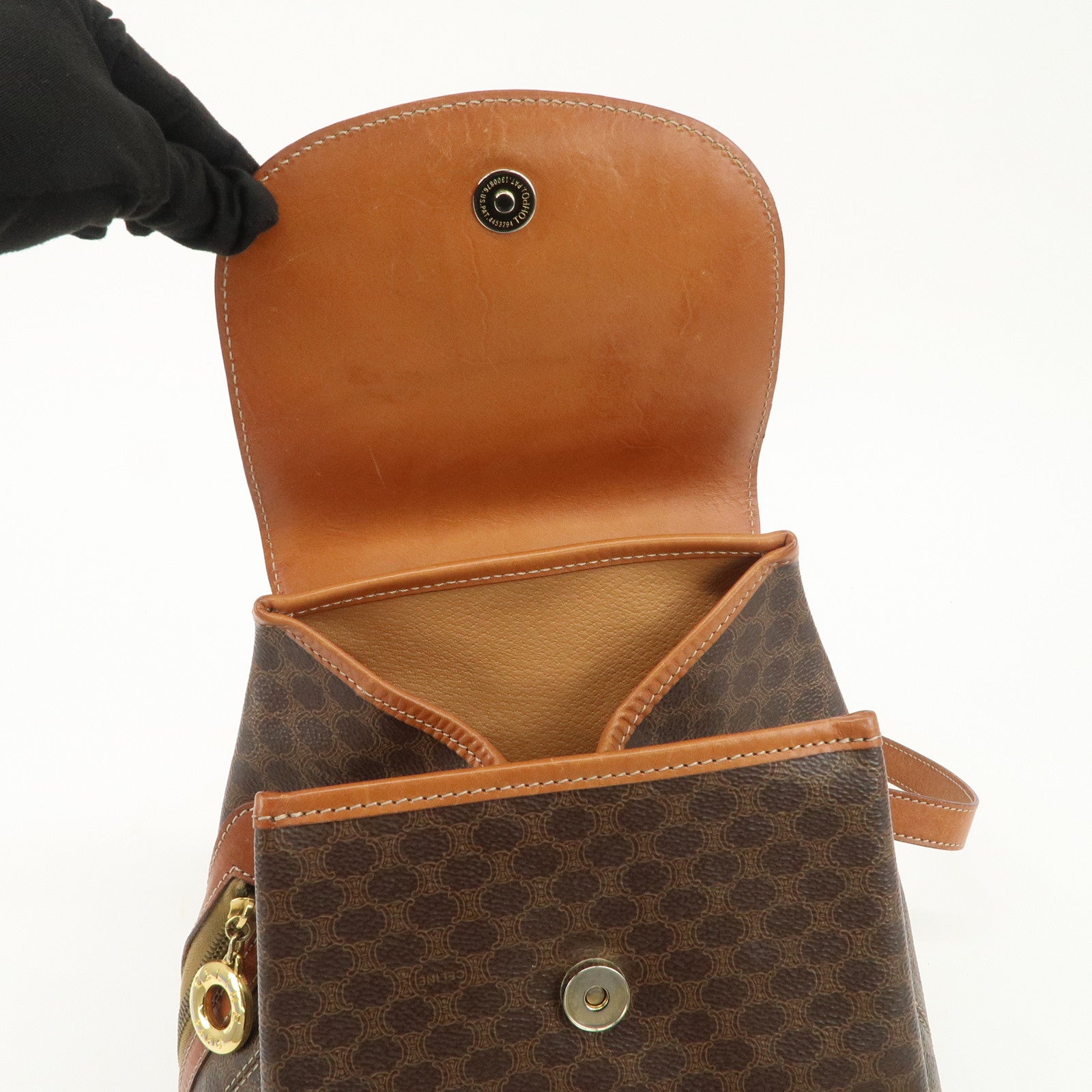 CELINE Macadam PVC Leather Backpack Rucksack Brown